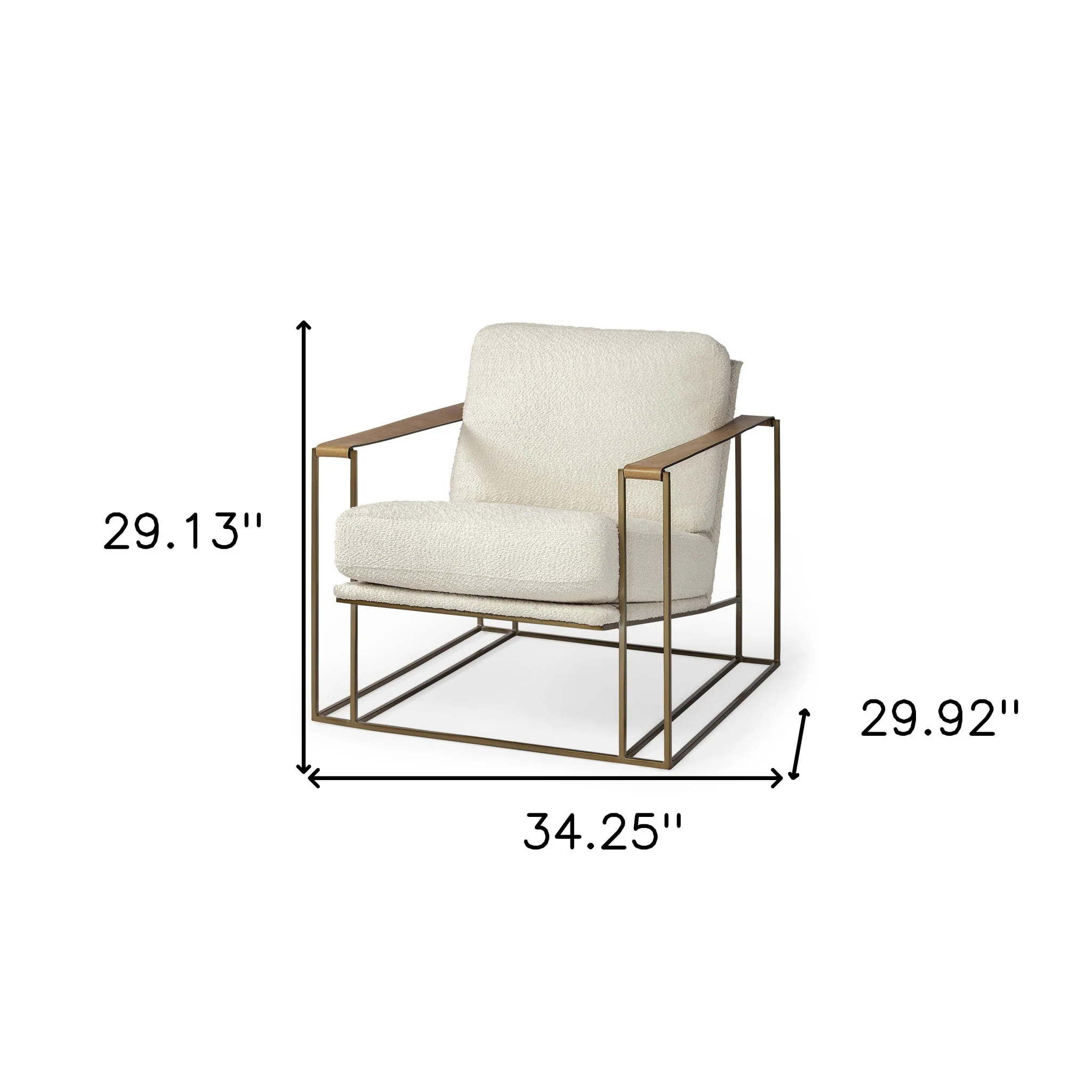 Cream and Gold Linen Lounge Chair By Homeroots - Image 7