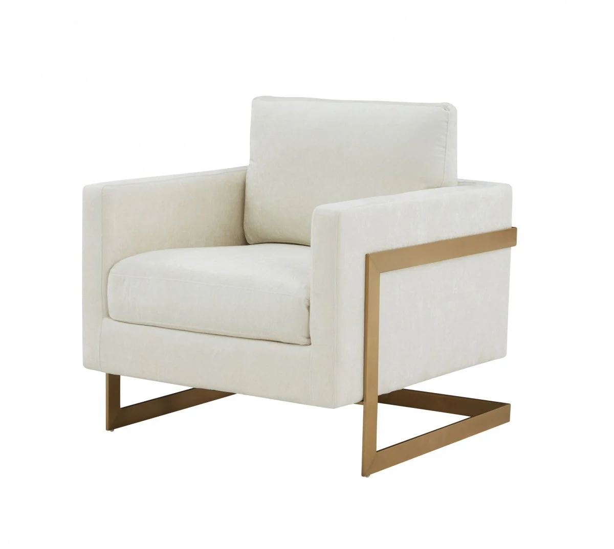 Cream And Gold Upholstered Arm Chair By Homeroots - Image 4
