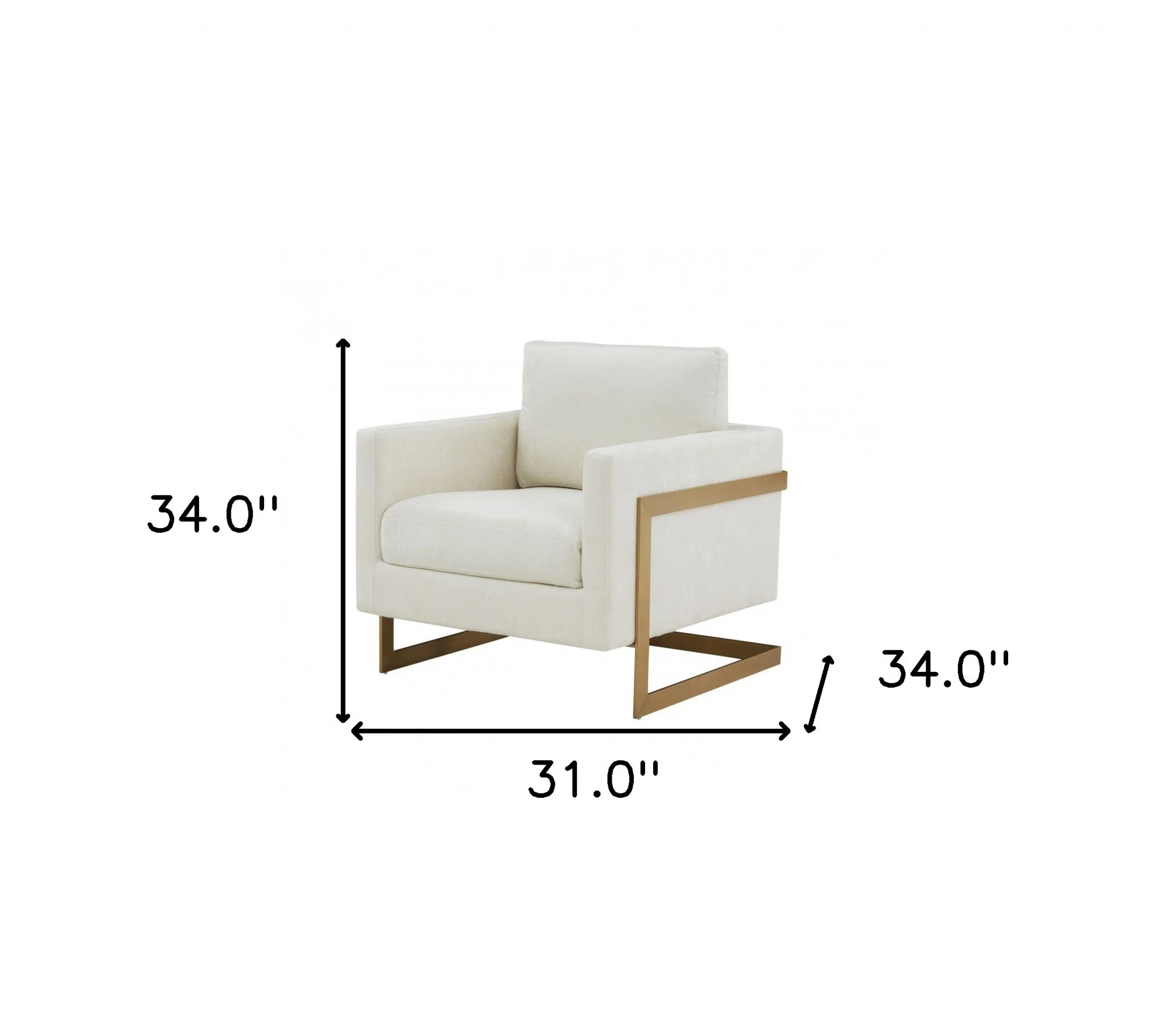 Cream And Gold Upholstered Arm Chair By Homeroots - Image 6