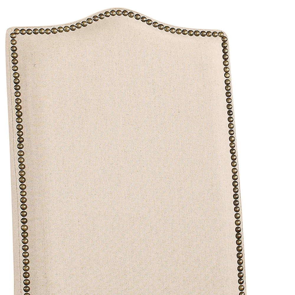 Cream And Gray Upholstered Linen Dining Parsons Chair By Homeroots - Image 3