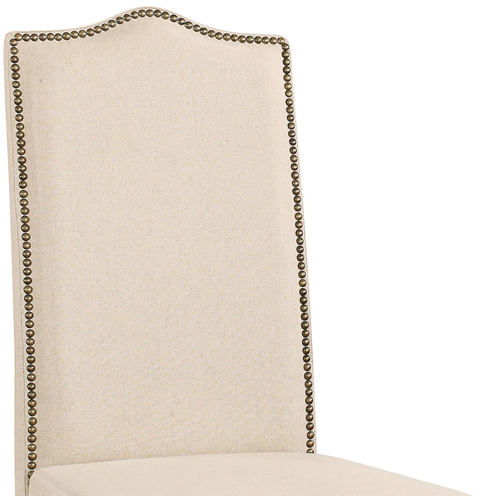 Cream And Gray Upholstered Linen Dining Parsons Chair By Homeroots - Image 4