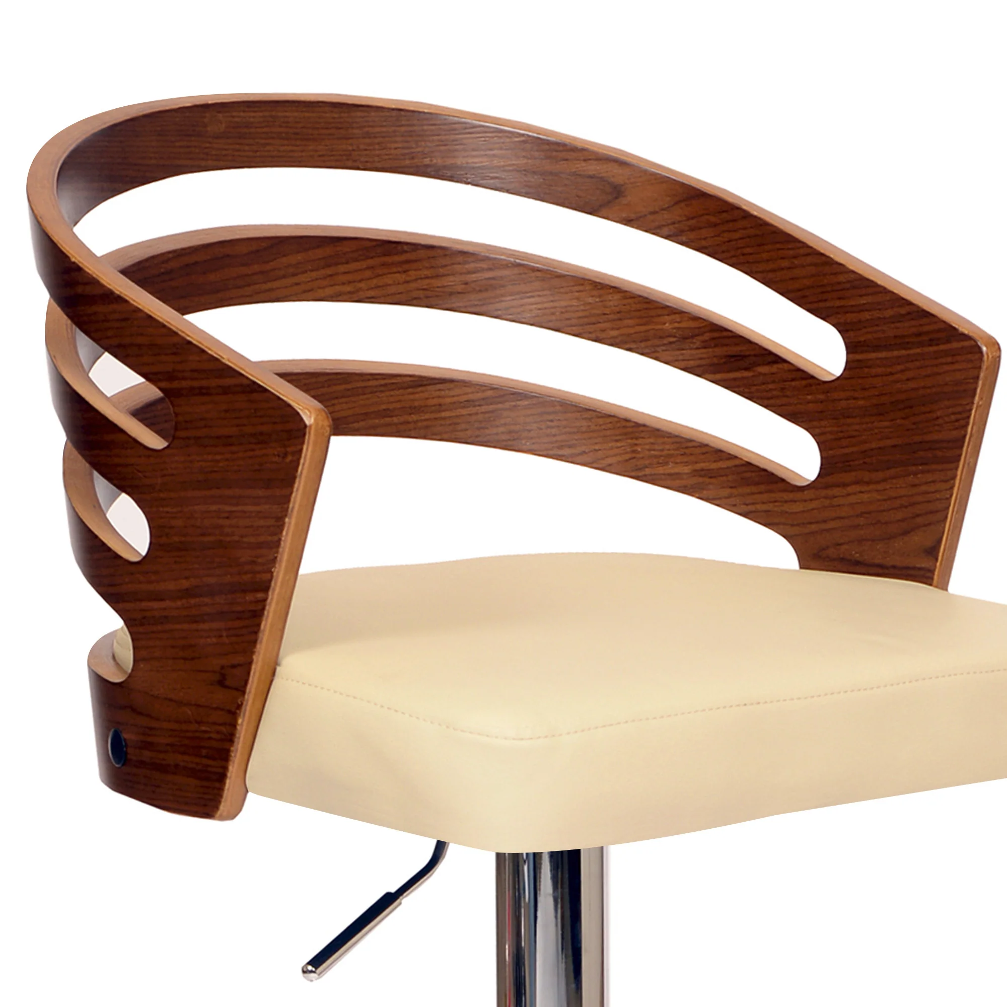 Cream And Silver Iron Swivel Low Back Adjustable Height Bar Chair By Homeroots - Image 3