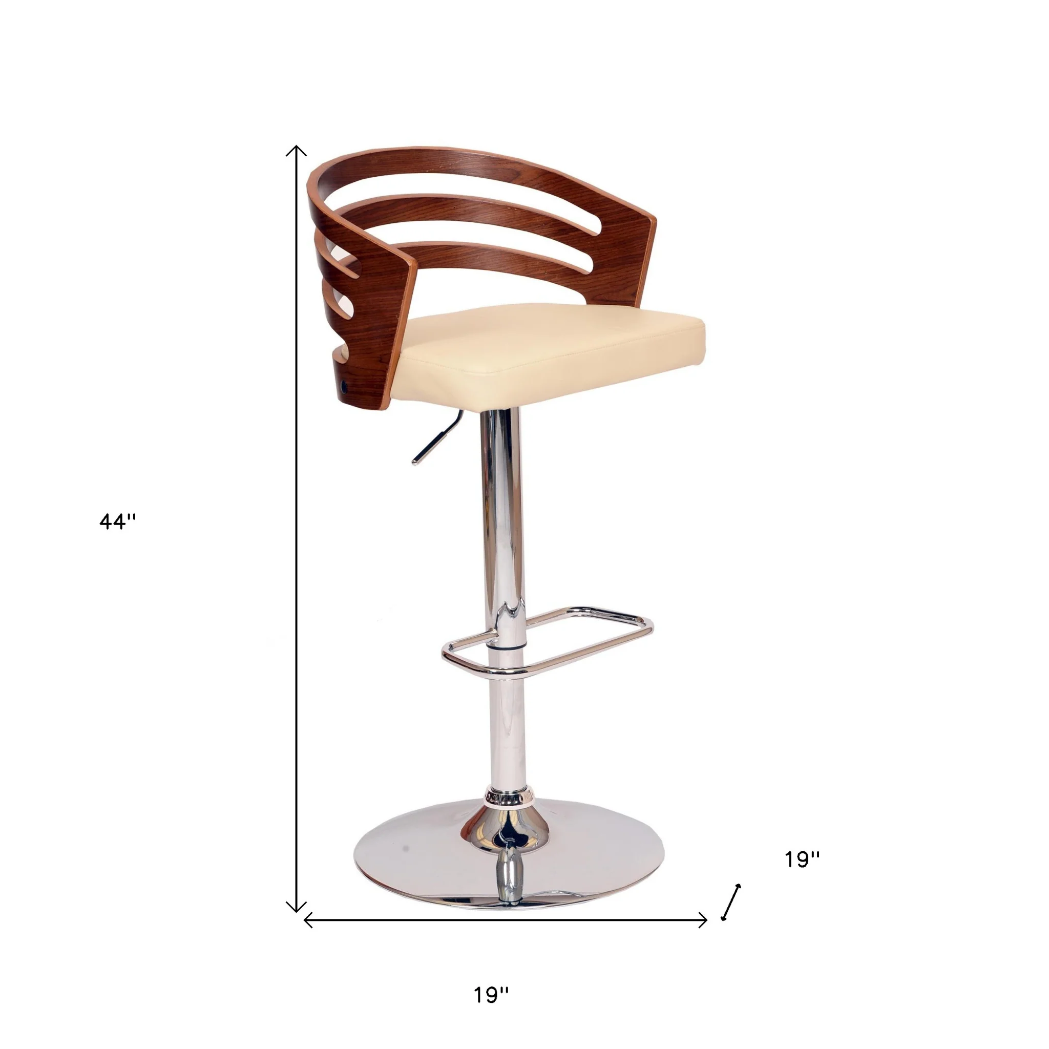Cream And Silver Iron Swivel Low Back Adjustable Height Bar Chair By Homeroots - Image 7