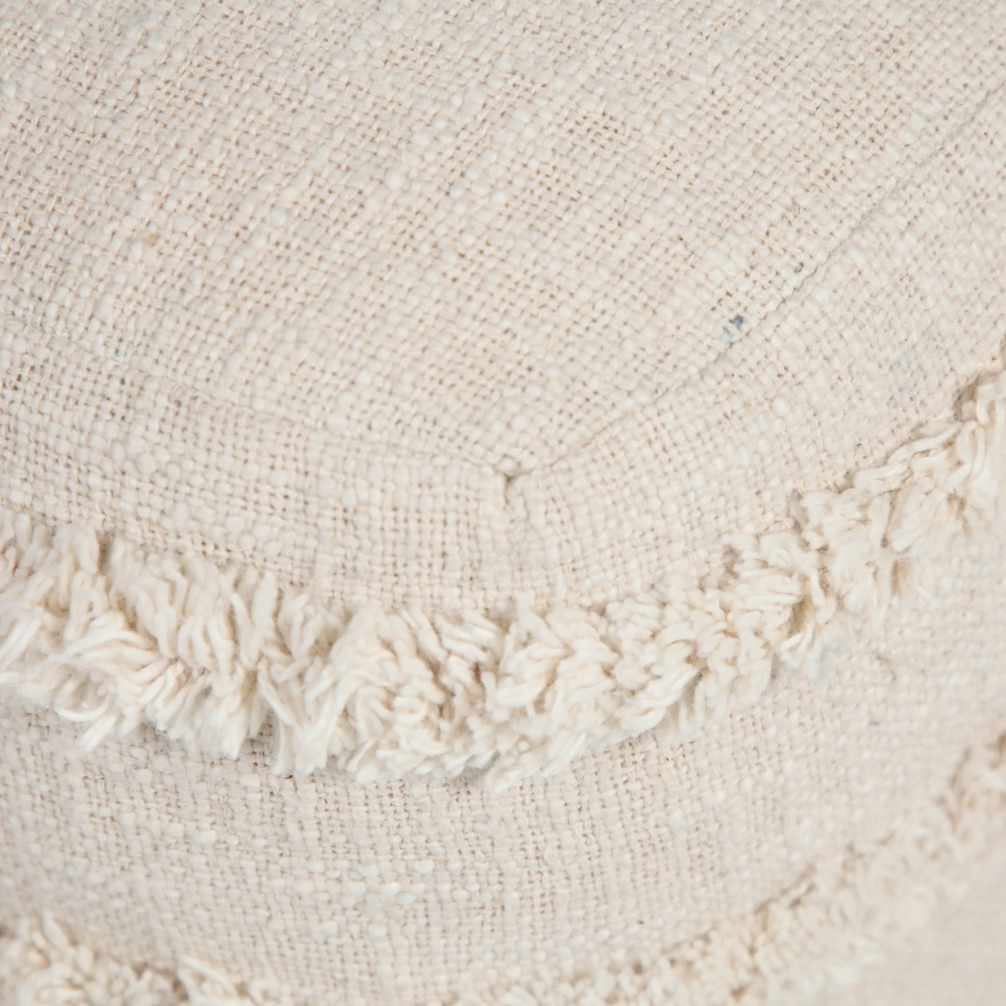 Cream Cotton Tufted Stripe Cube Pouf Ottoman By Homeroots - Image 2