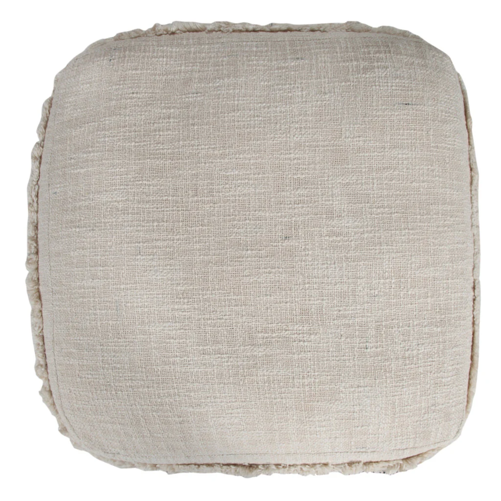 Cream Cotton Tufted Stripe Cube Pouf Ottoman By Homeroots - Image 6