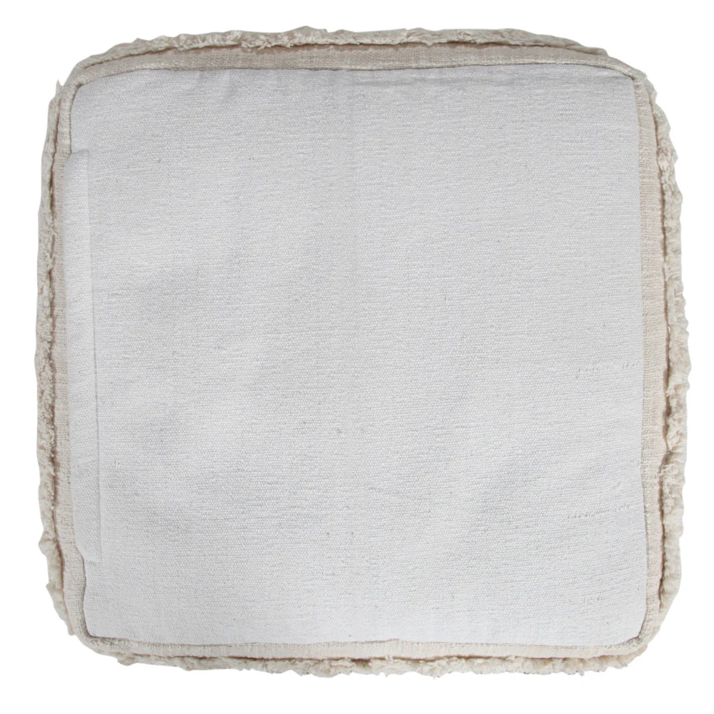 Cream Cotton Tufted Stripe Cube Pouf Ottoman By Homeroots - Image 8