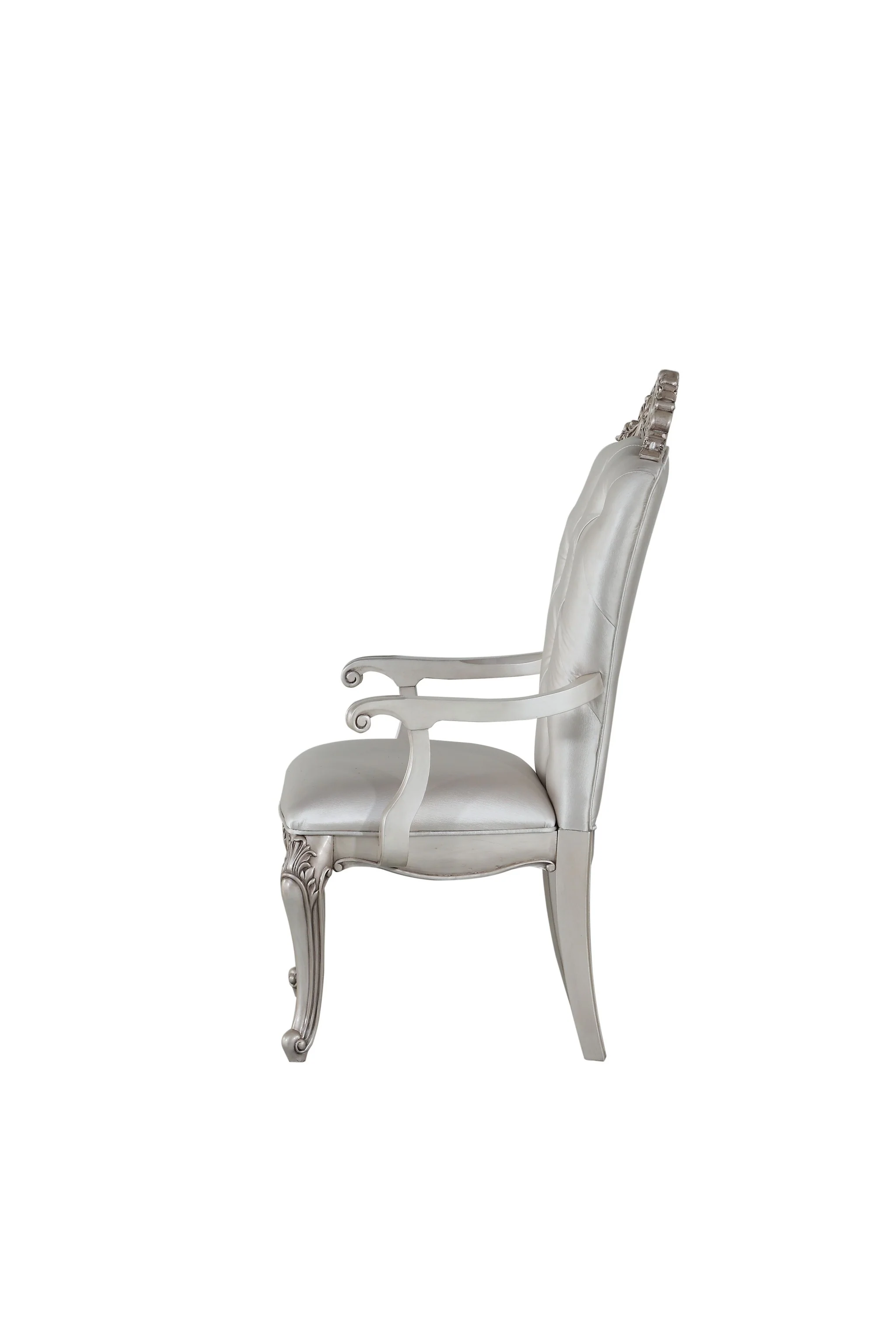 Cream Fabric Antique White Wood Upholstered (Seat) Arm Chair (Set-) By Homeroots - Image 2