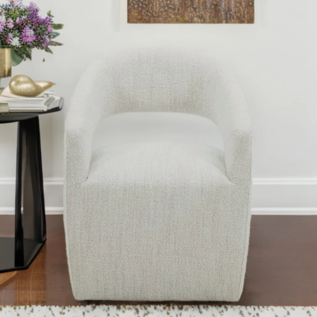 Cream Fabric Arm Chair By Homeroots - Image 2