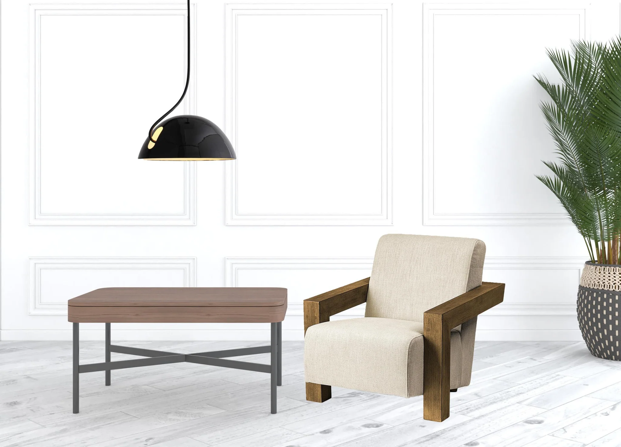 Cream Fabric Seat Accent Chair with Natural Wood Frame By Homeroots - Image 4