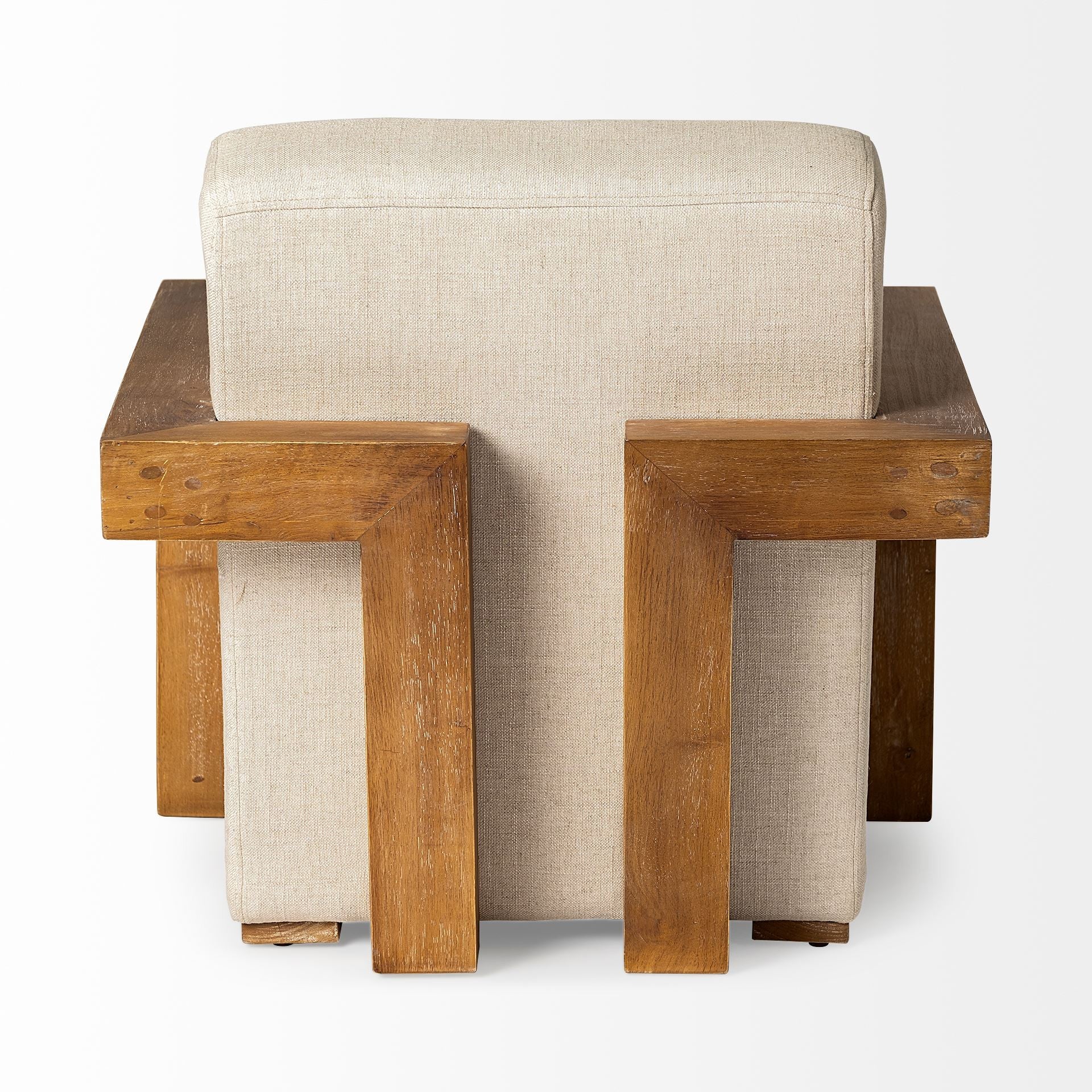 Cream Fabric Seat Accent Chair with Natural Wood Frame By Homeroots - Image 6