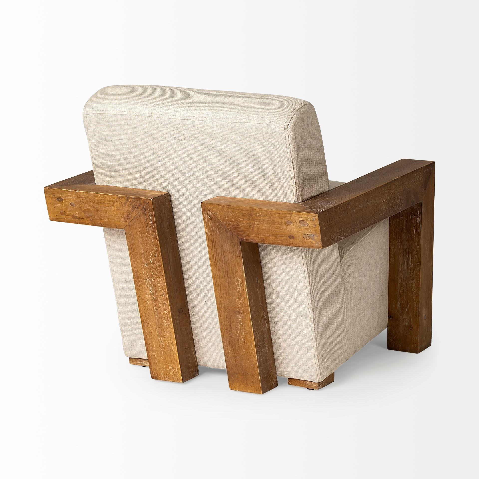 Cream Fabric Seat Accent Chair with Natural Wood Frame By Homeroots - Image 7