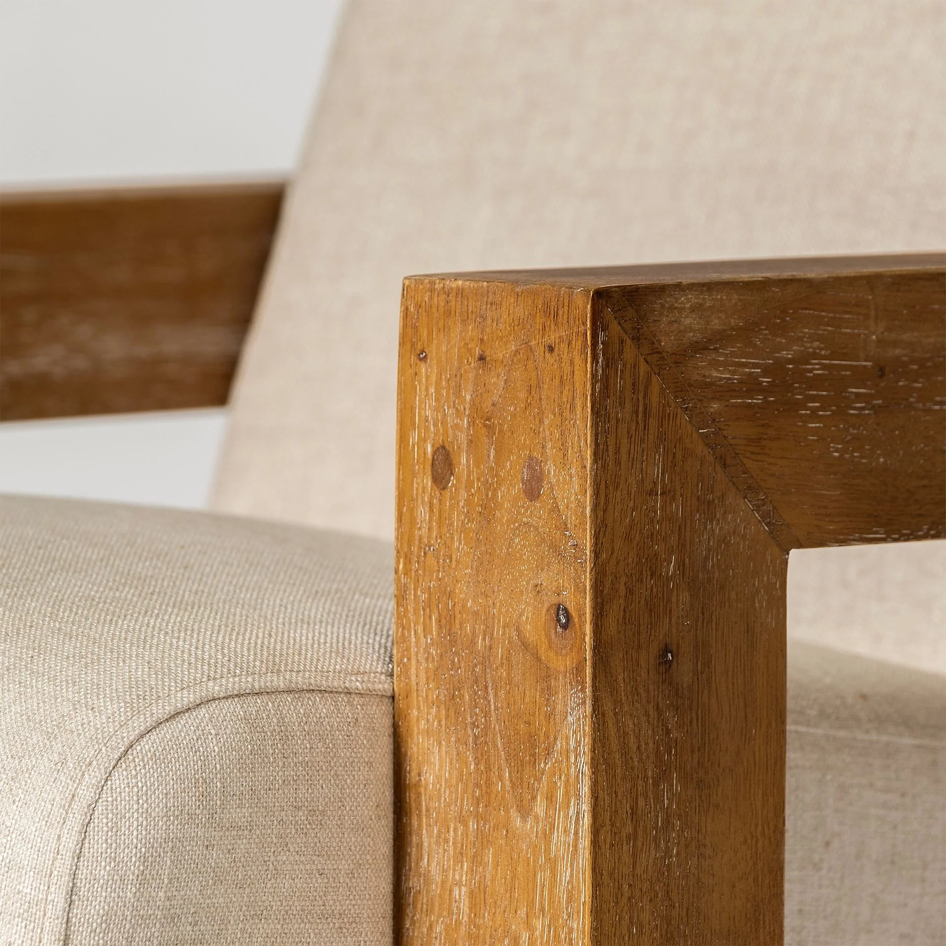 Cream Fabric Seat Accent Chair with Natural Wood Frame By Homeroots - Image 9