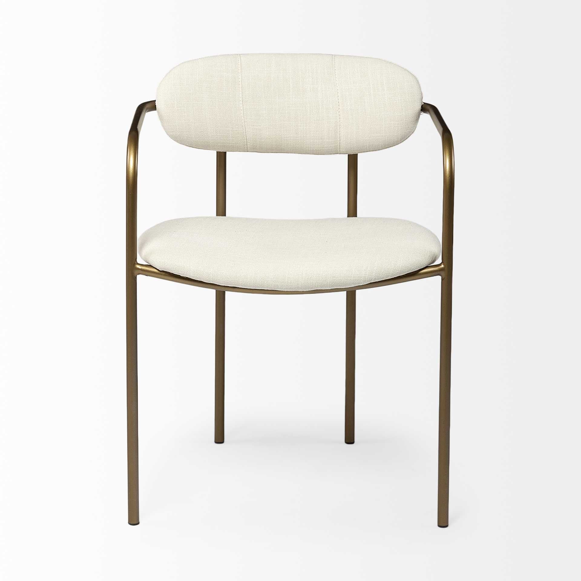 Cream Fabric Seat With Gold Iron Frame Dining Chair By Homeroots - Image 2
