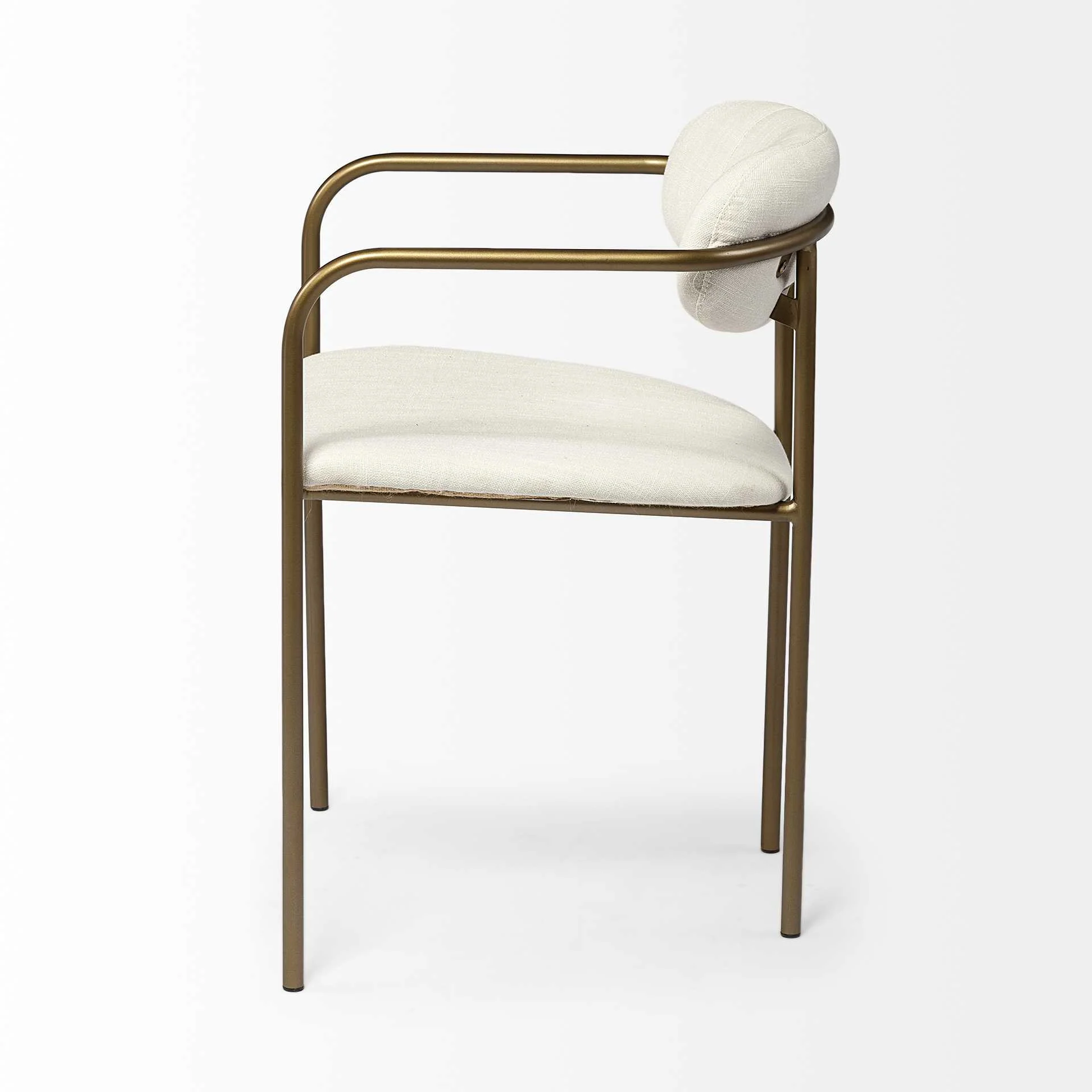 Cream Fabric Seat With Gold Iron Frame Dining Chair By Homeroots - Image 3
