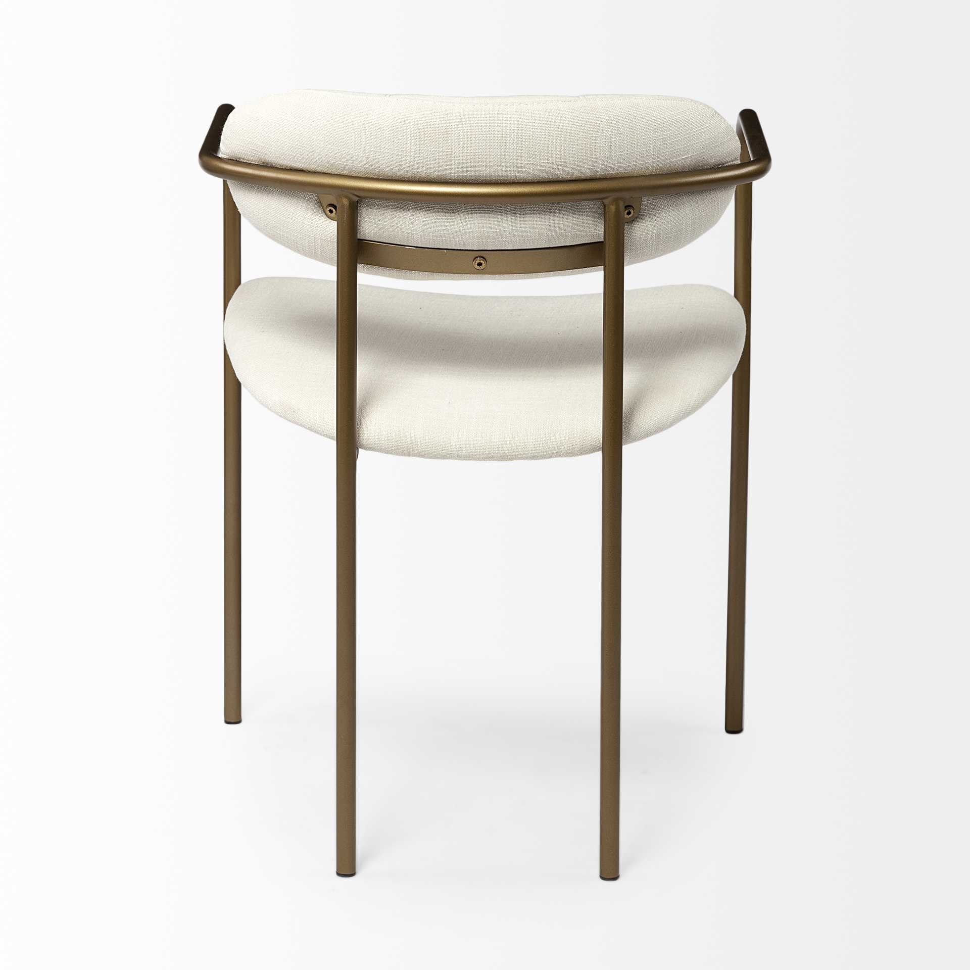 Cream Fabric Seat With Gold Iron Frame Dining Chair By Homeroots - Image 4