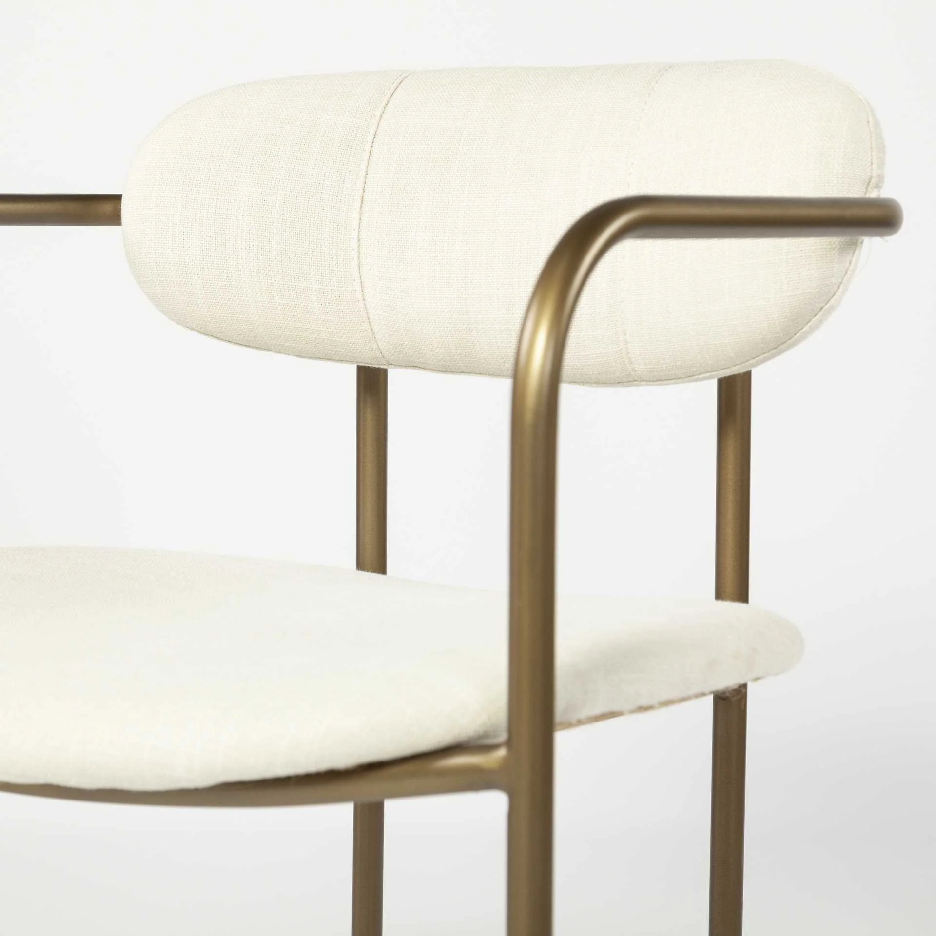 Cream Fabric Seat With Gold Iron Frame Dining Chair By Homeroots - Image 6