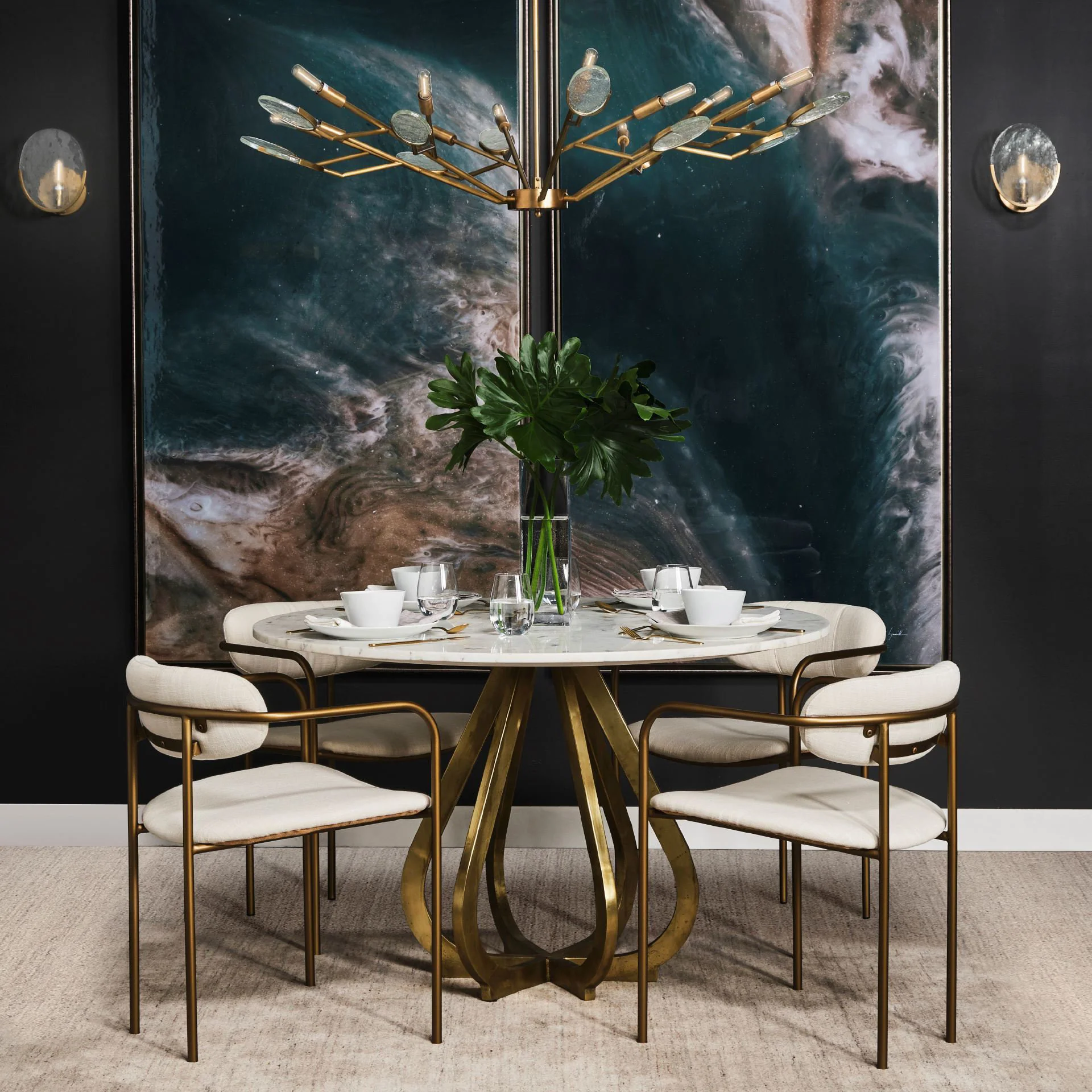 Cream Fabric Seat With Gold Iron Frame Dining Chair By Homeroots - Image 9