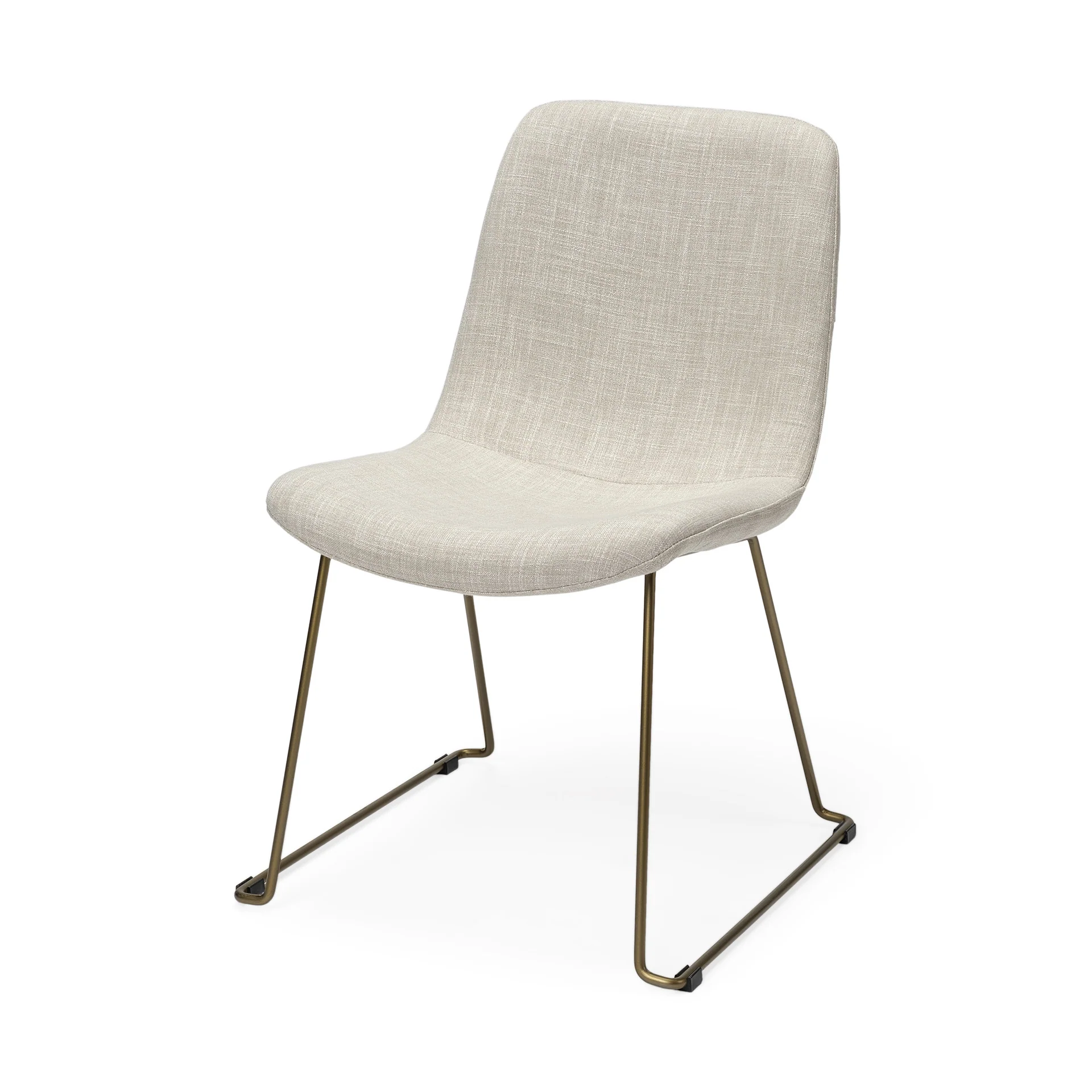 Cream Fabric Seat With Gold Metal Frame Dining Chair By Homeroots - Image 2