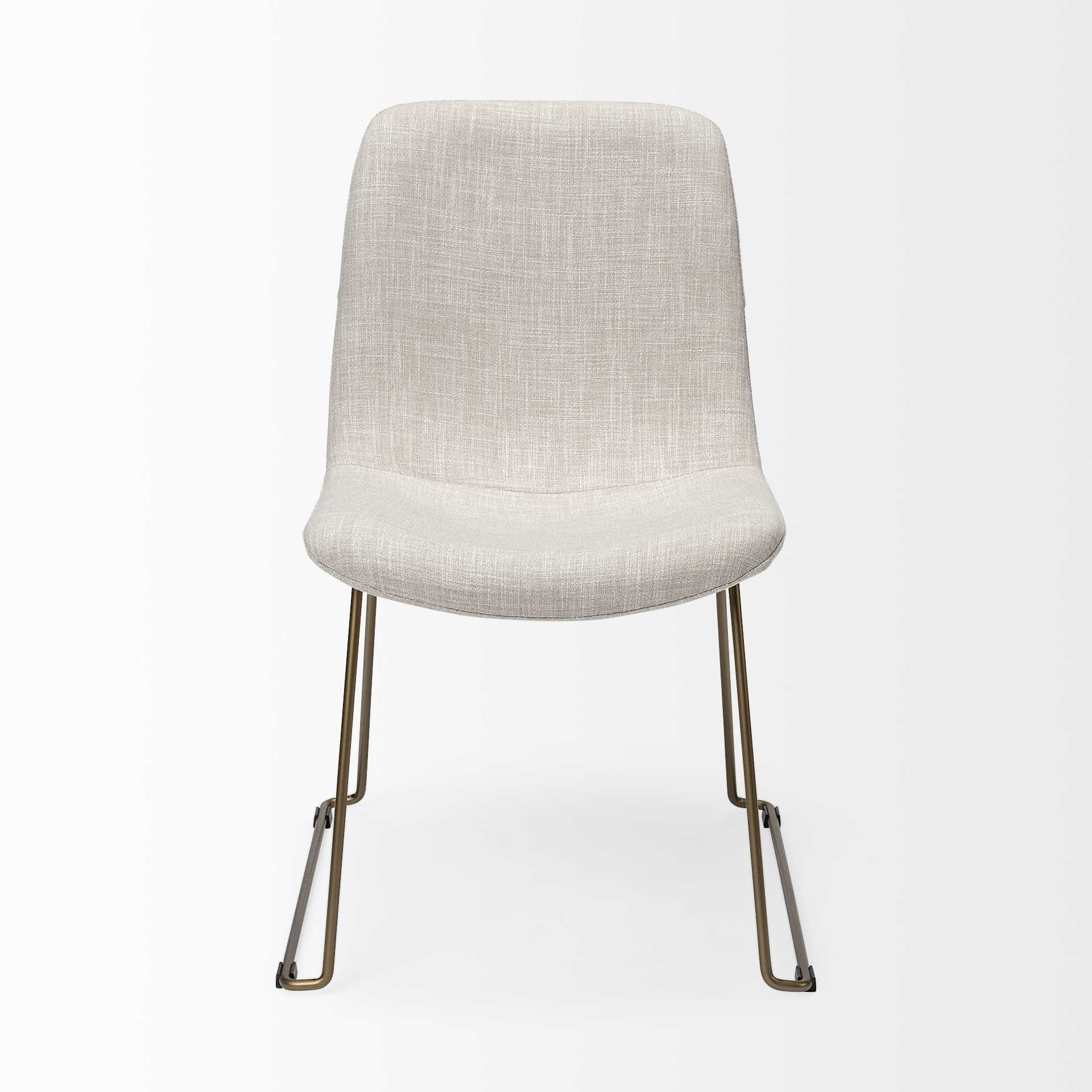 Cream Fabric Seat With Gold Metal Frame Dining Chair By Homeroots - Image 3