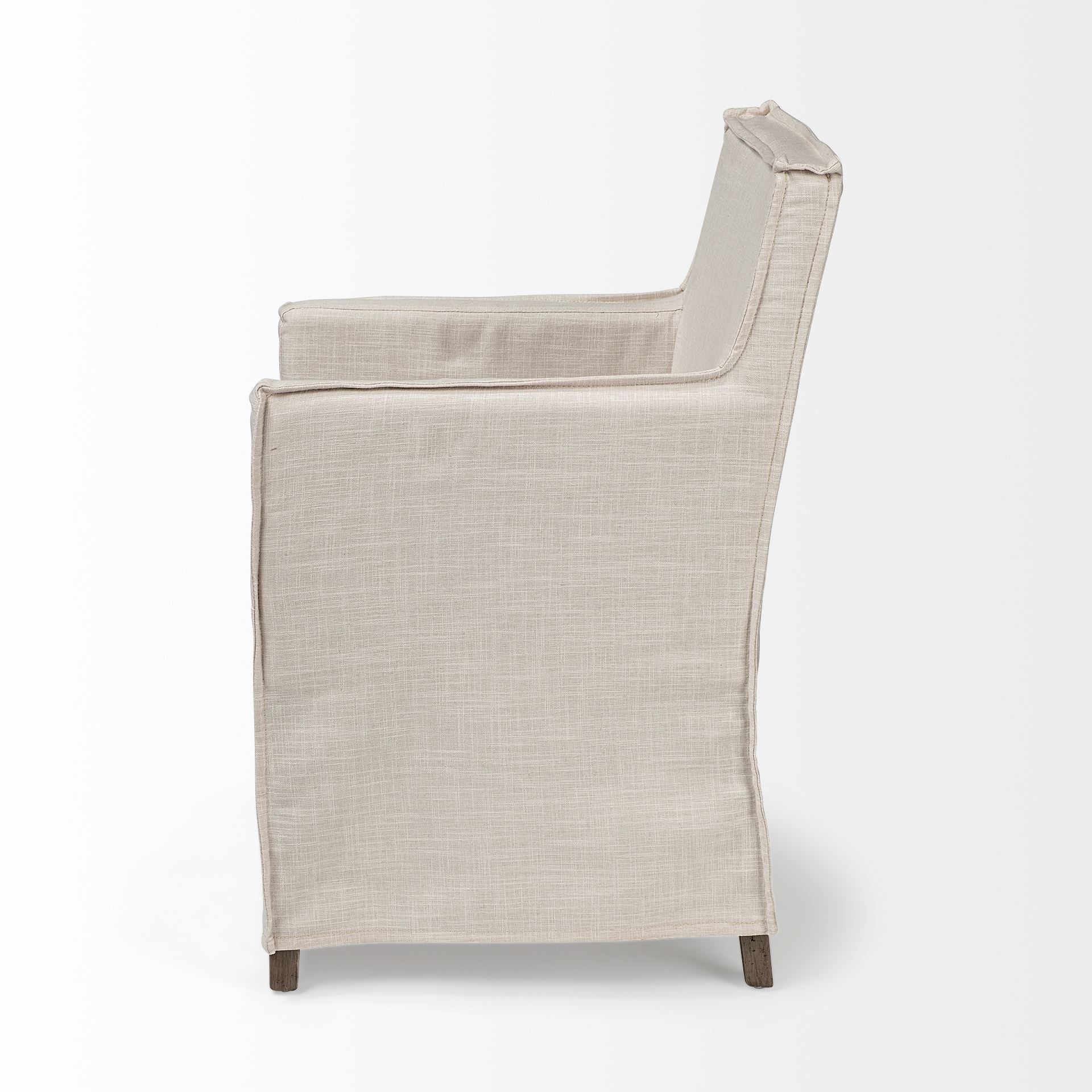Cream Fabric Slip Cover With Brown Wood Frame Dining Chair By Homeroots - Image 4