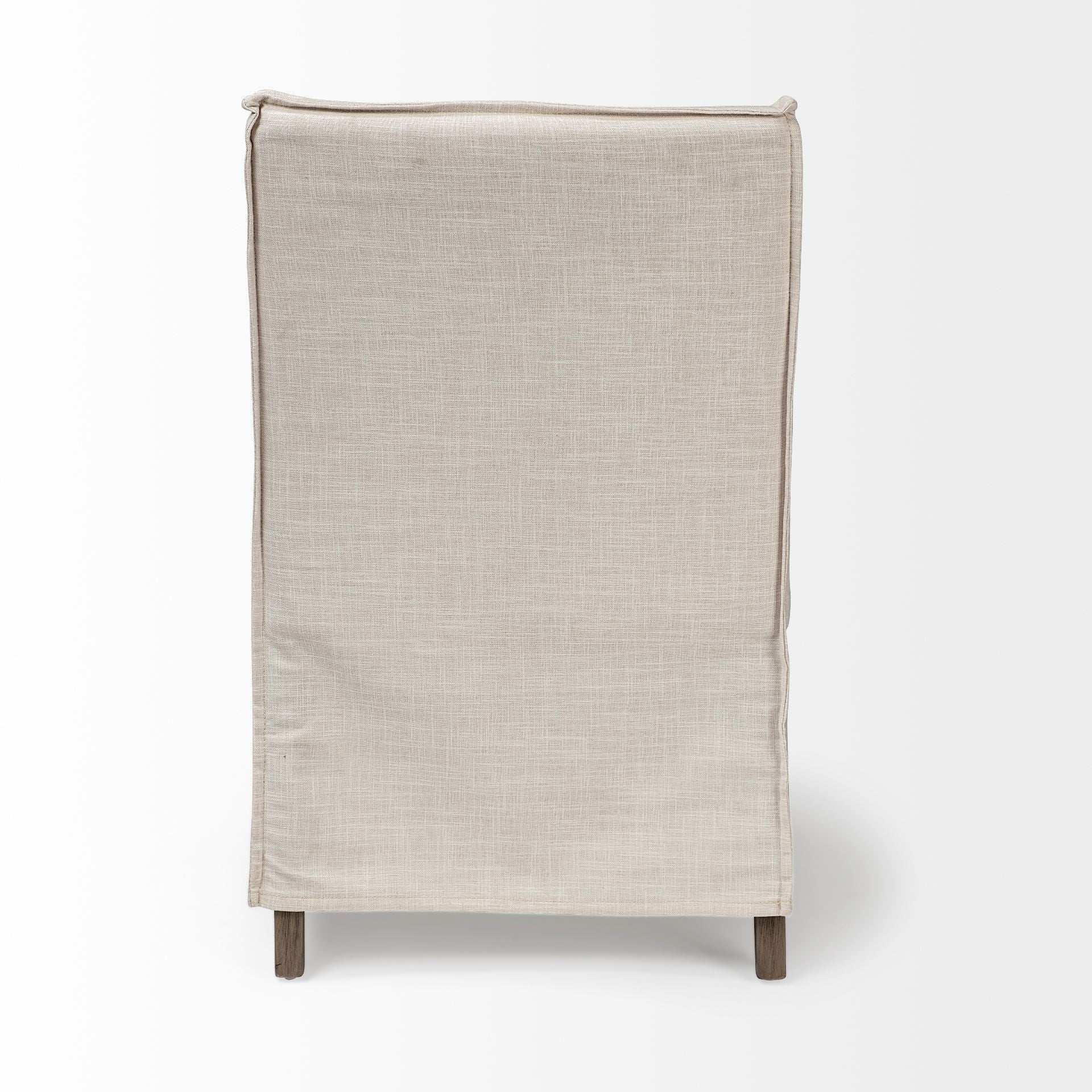 Cream Fabric Slip Cover With Brown Wood Frame Dining Chair By Homeroots - Image 5
