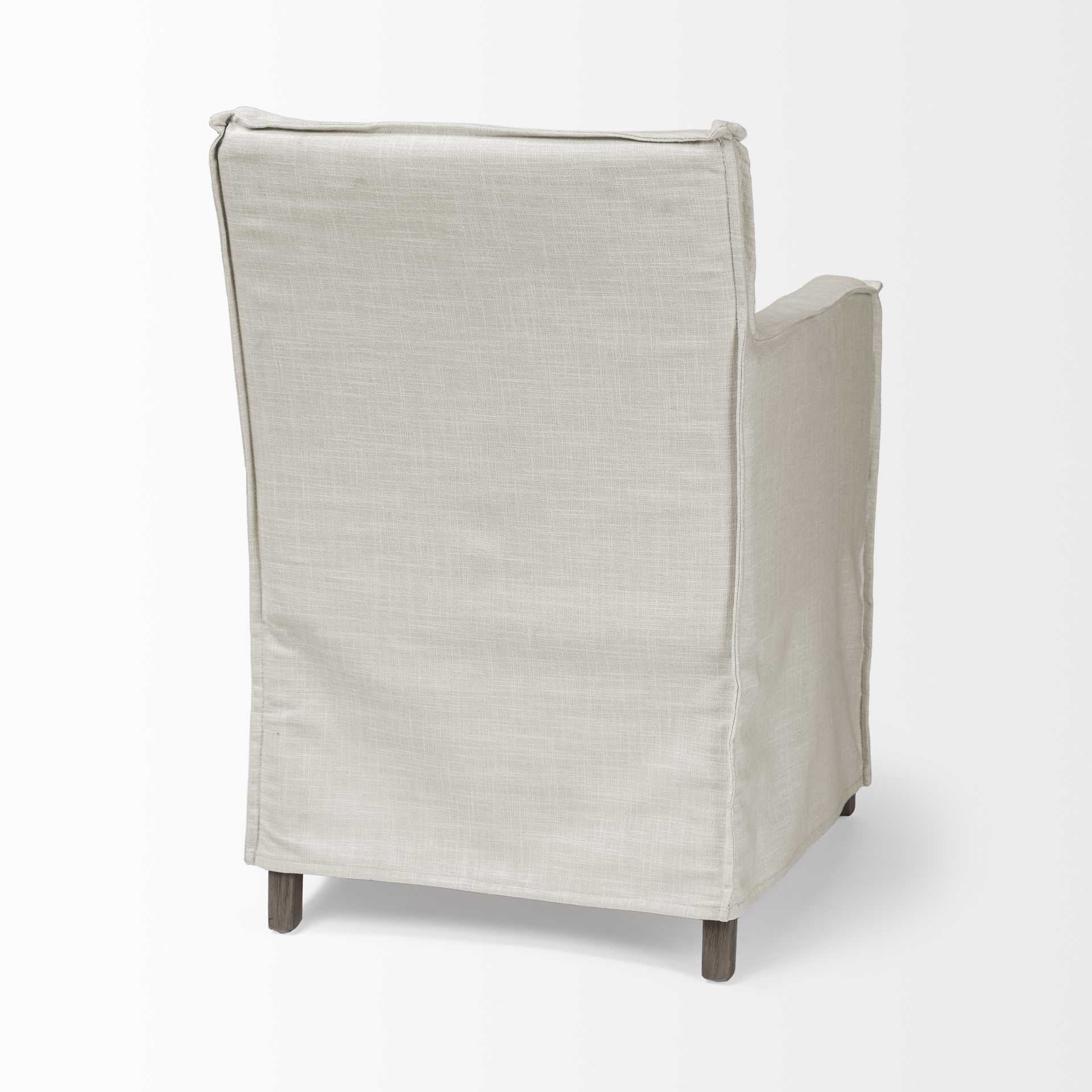 Cream Fabric Slip Cover With Brown Wood Frame Dining Chair By Homeroots - Image 6