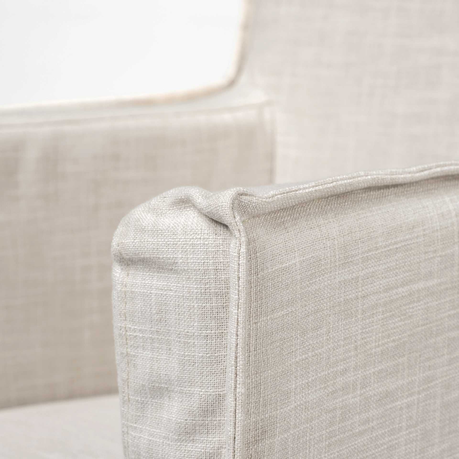 Cream Fabric Slip Cover With Brown Wood Frame Dining Chair By Homeroots - Image 7