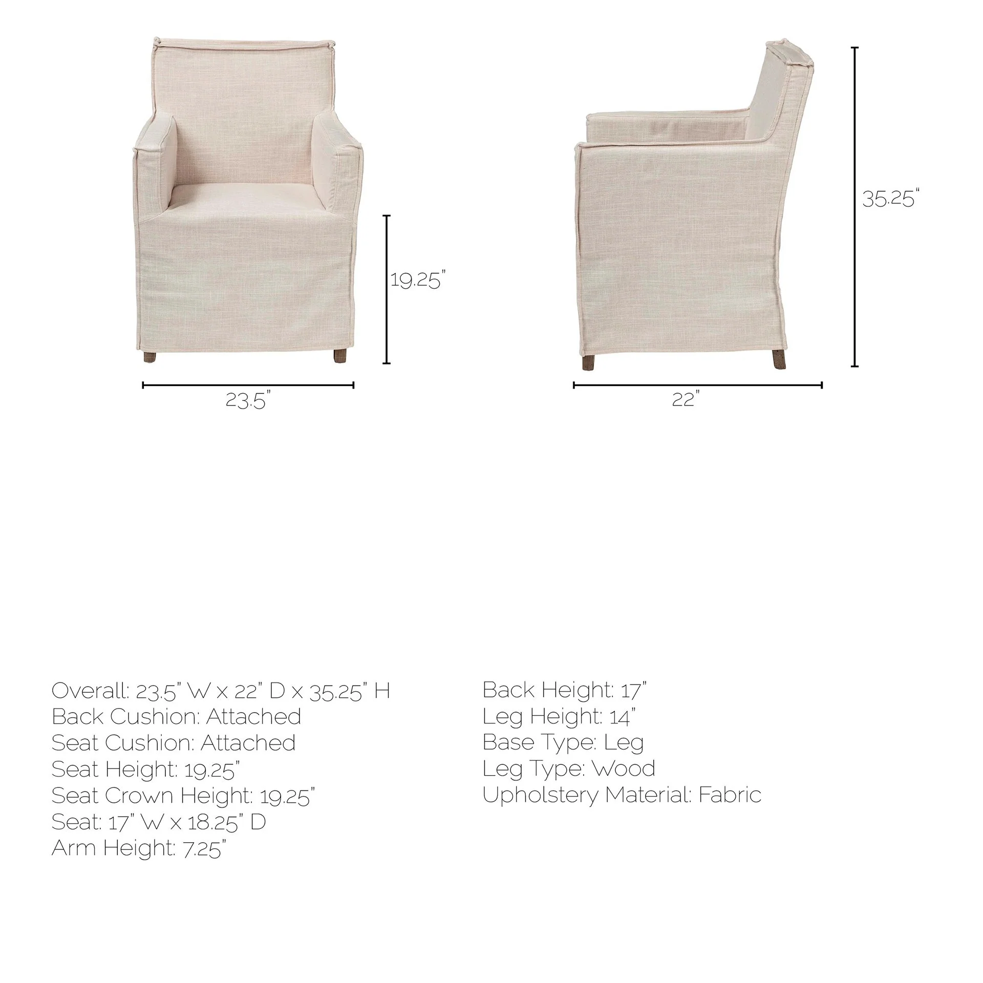Cream Fabric Slip Cover With Brown Wood Frame Dining Chair By Homeroots - Image 8