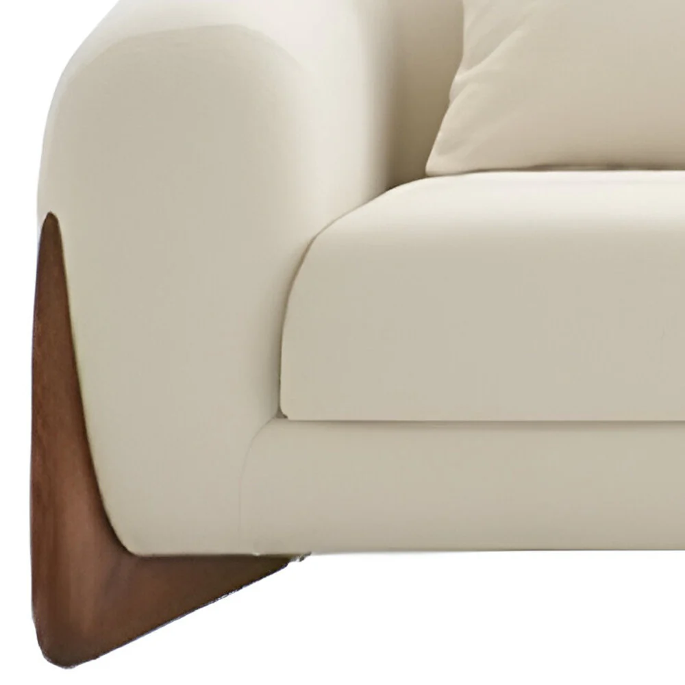 Cream Fabric Sofa With Wood Brown Legs By Homeroots - Image 3