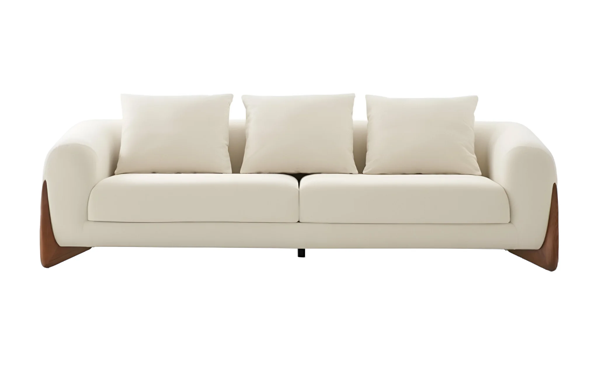 Cream Fabric Sofa With Wood Brown Legs By Homeroots - Image 4