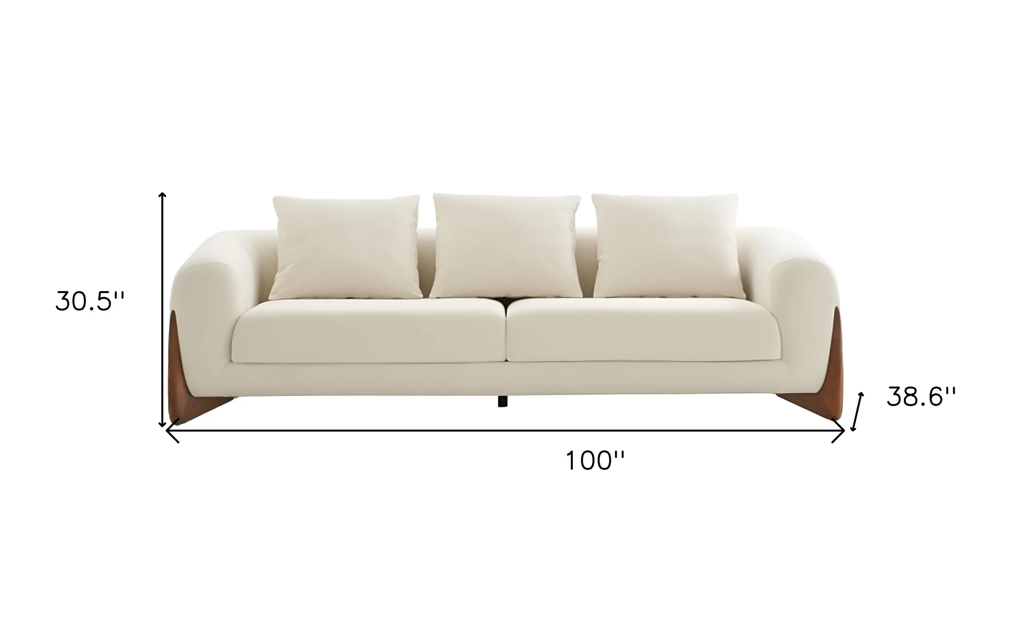 Cream Fabric Sofa With Wood Brown Legs By Homeroots - Image 5