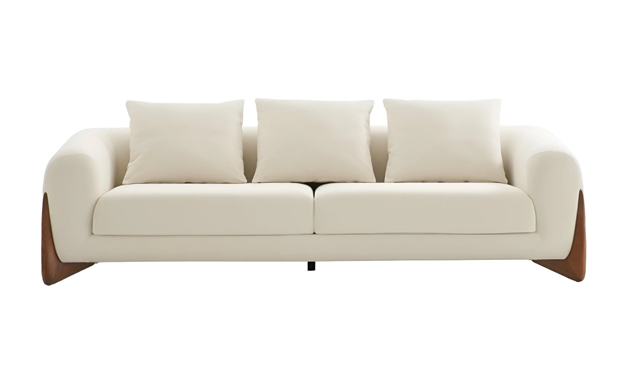 Cream Fabric Sofa With Wood Brown Legs By Homeroots - Image 6