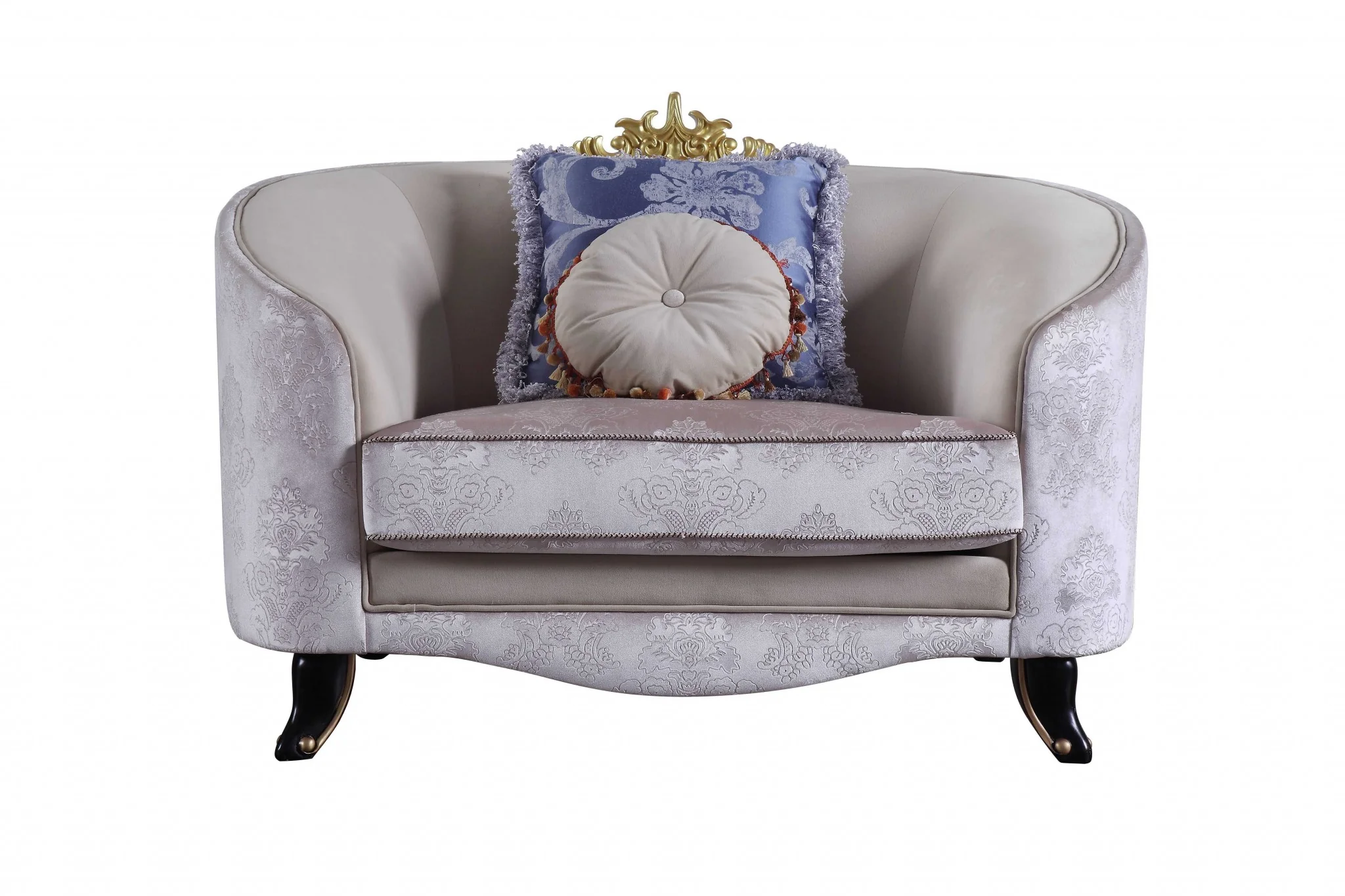 Cream Fabric Upholstery Chair With Pillows By Homeroots - Image 3