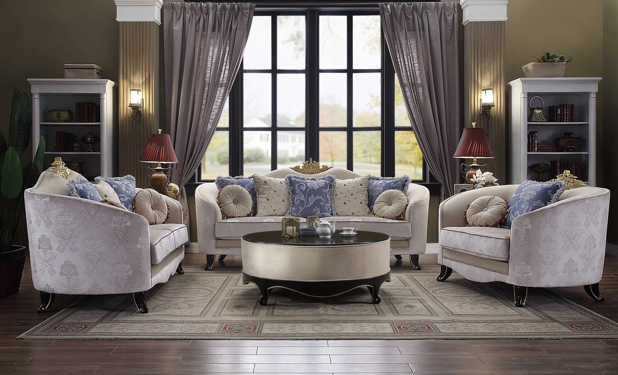 Cream Fabric Upholstery Sofa w Pillows By Homeroots - Image 3
