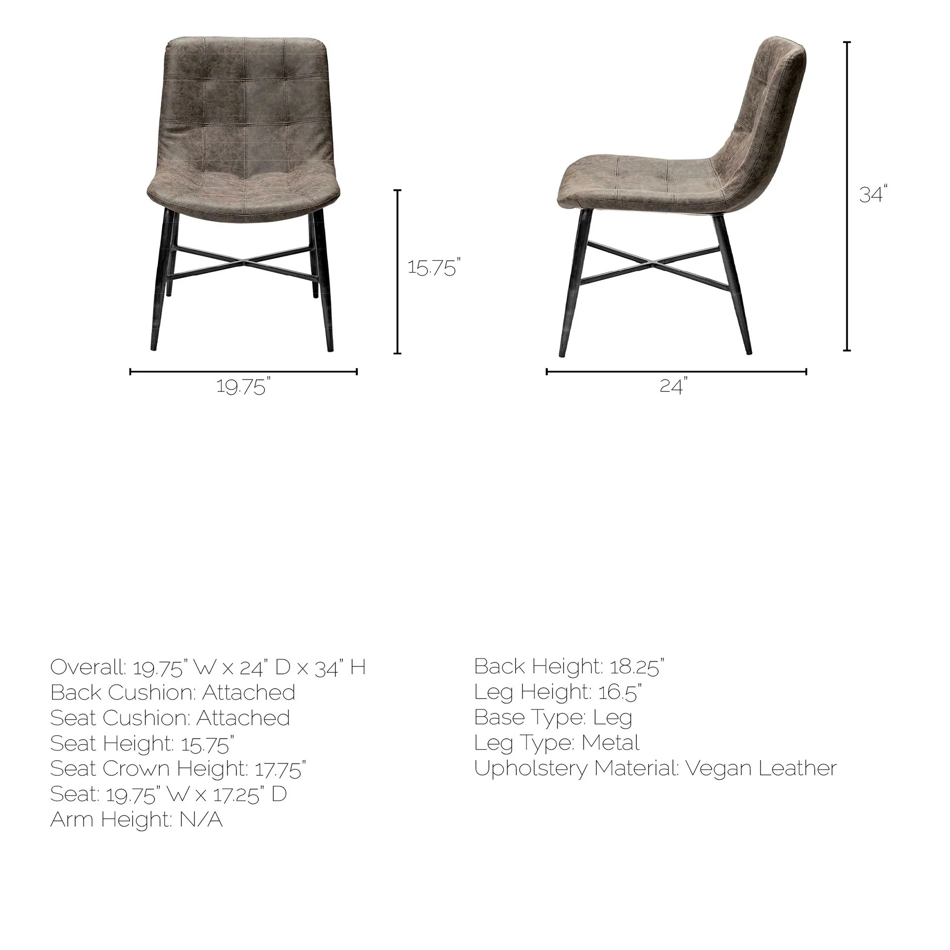 Cream Fabric Wrap With Black Metal Frame Dining Chair By Homeroots - Image 16