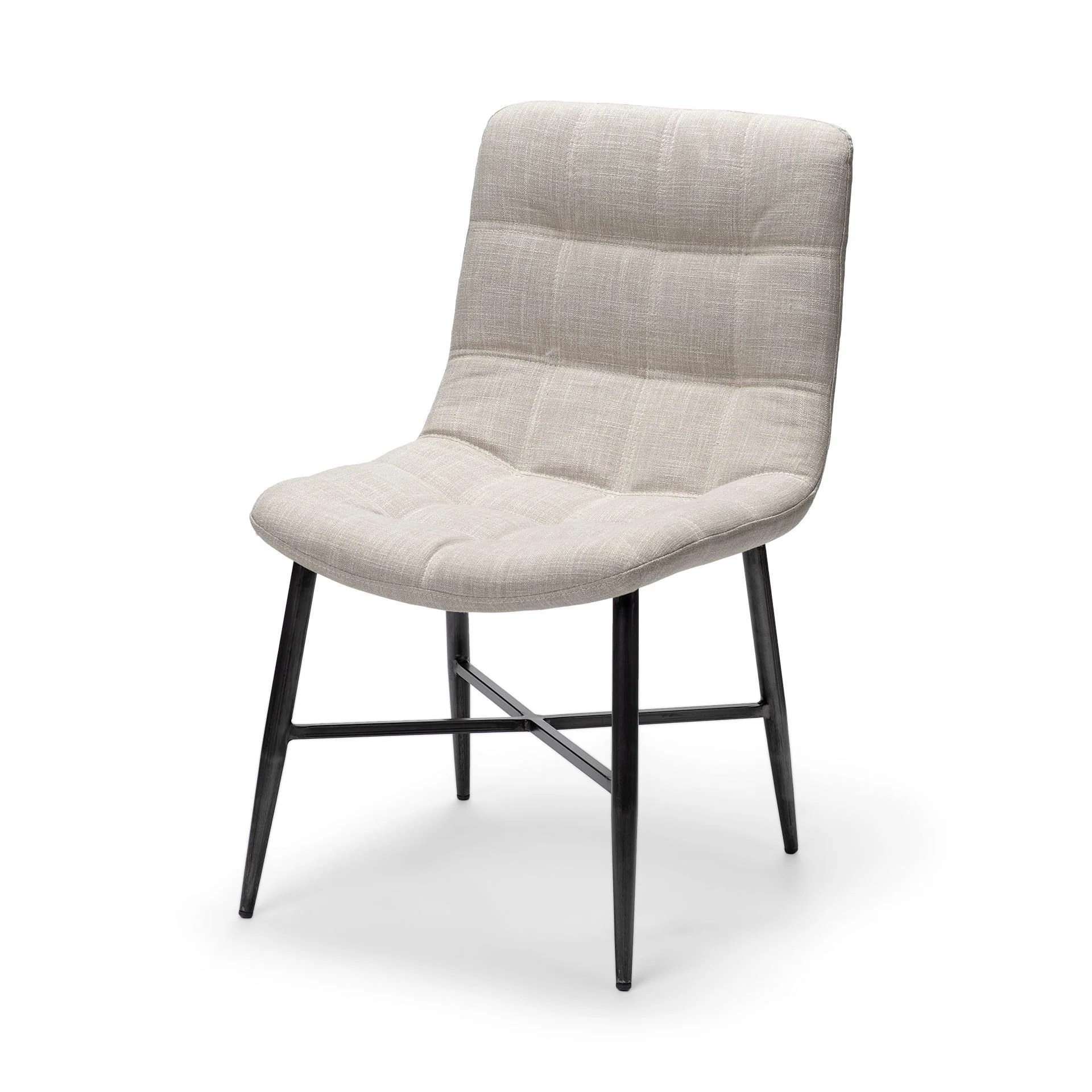 Cream Fabric Wrap With Black Metal Frame Dining Chair By Homeroots - Image 2