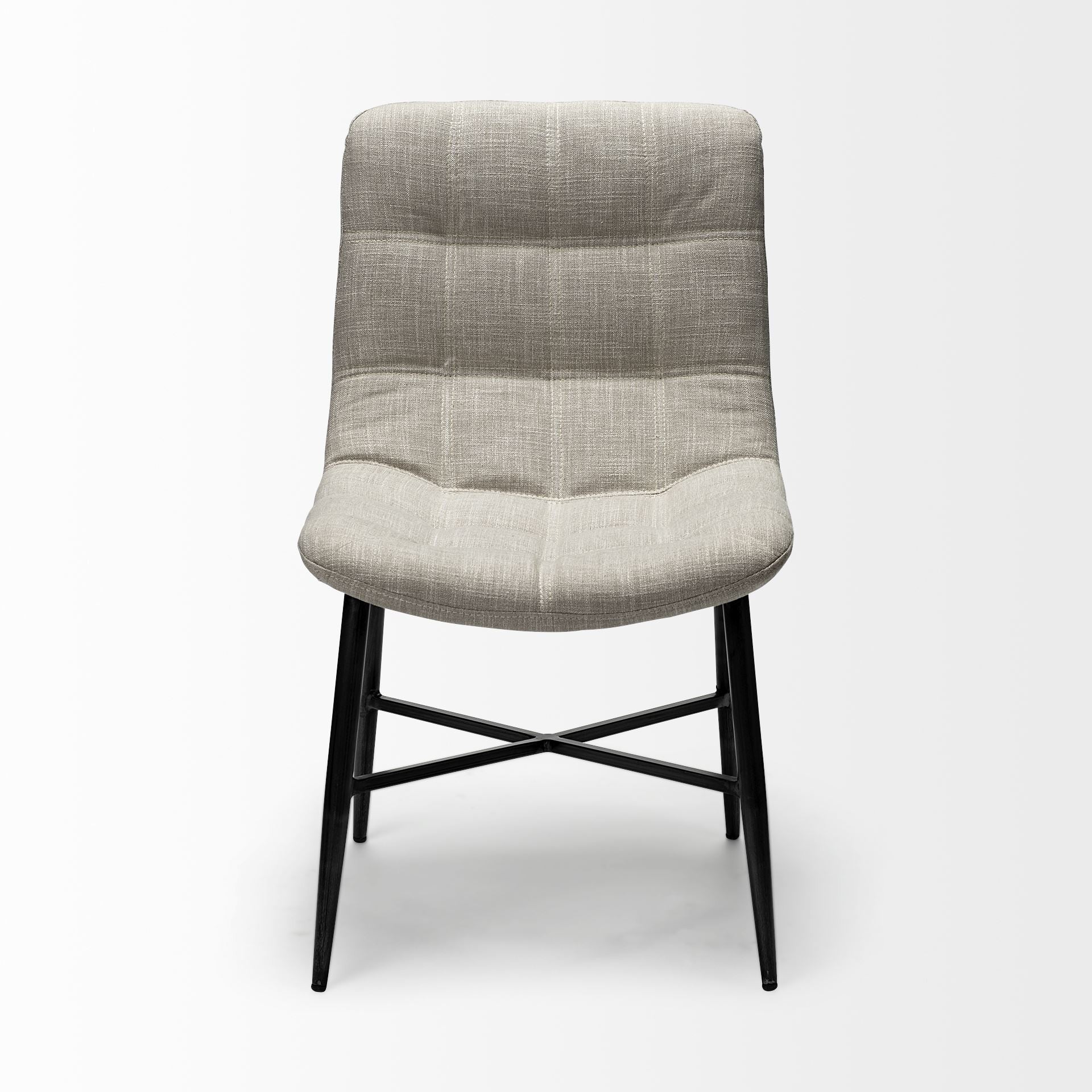 Cream Fabric Wrap With Black Metal Frame Dining Chair By Homeroots - Image 3