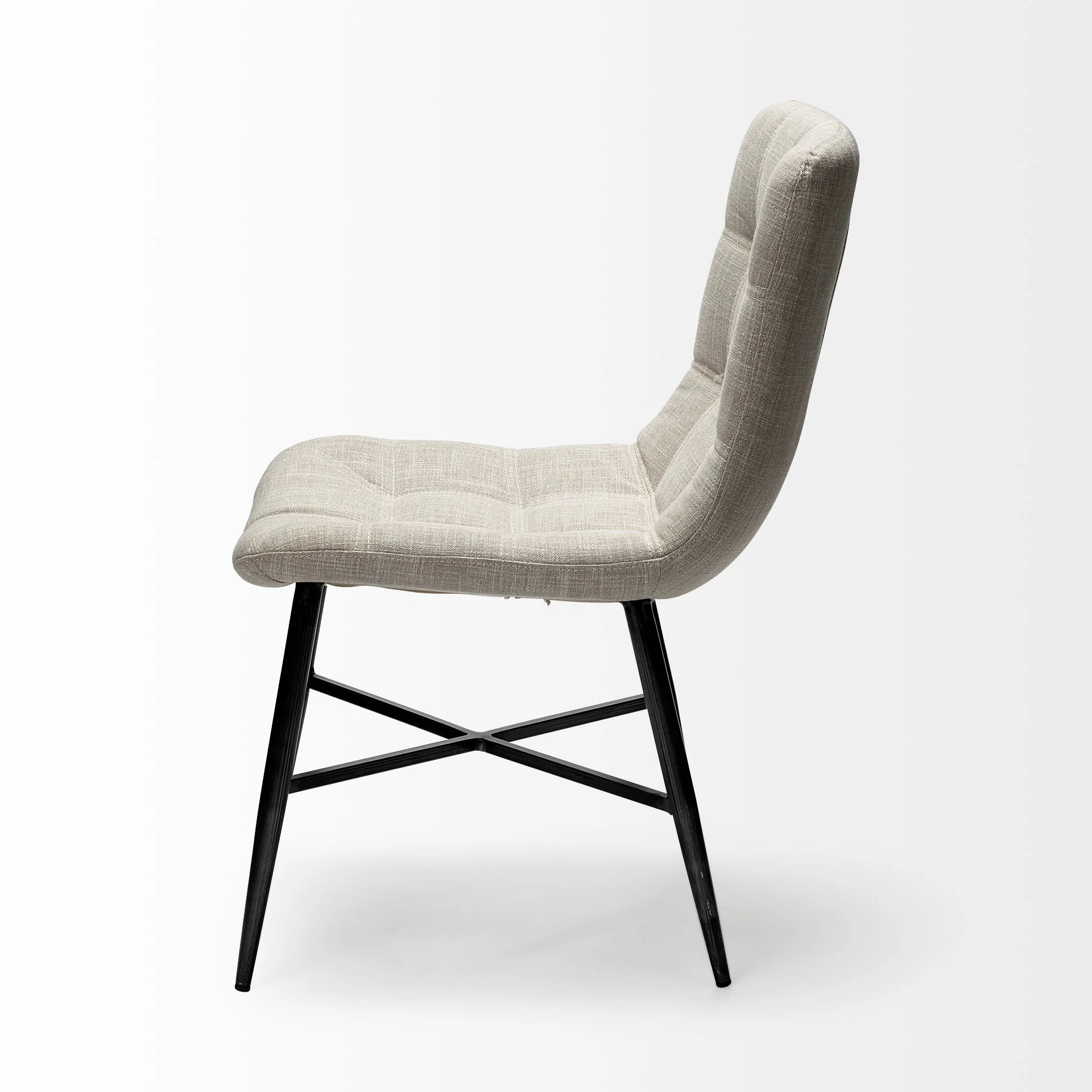 Cream Fabric Wrap With Black Metal Frame Dining Chair By Homeroots - Image 4