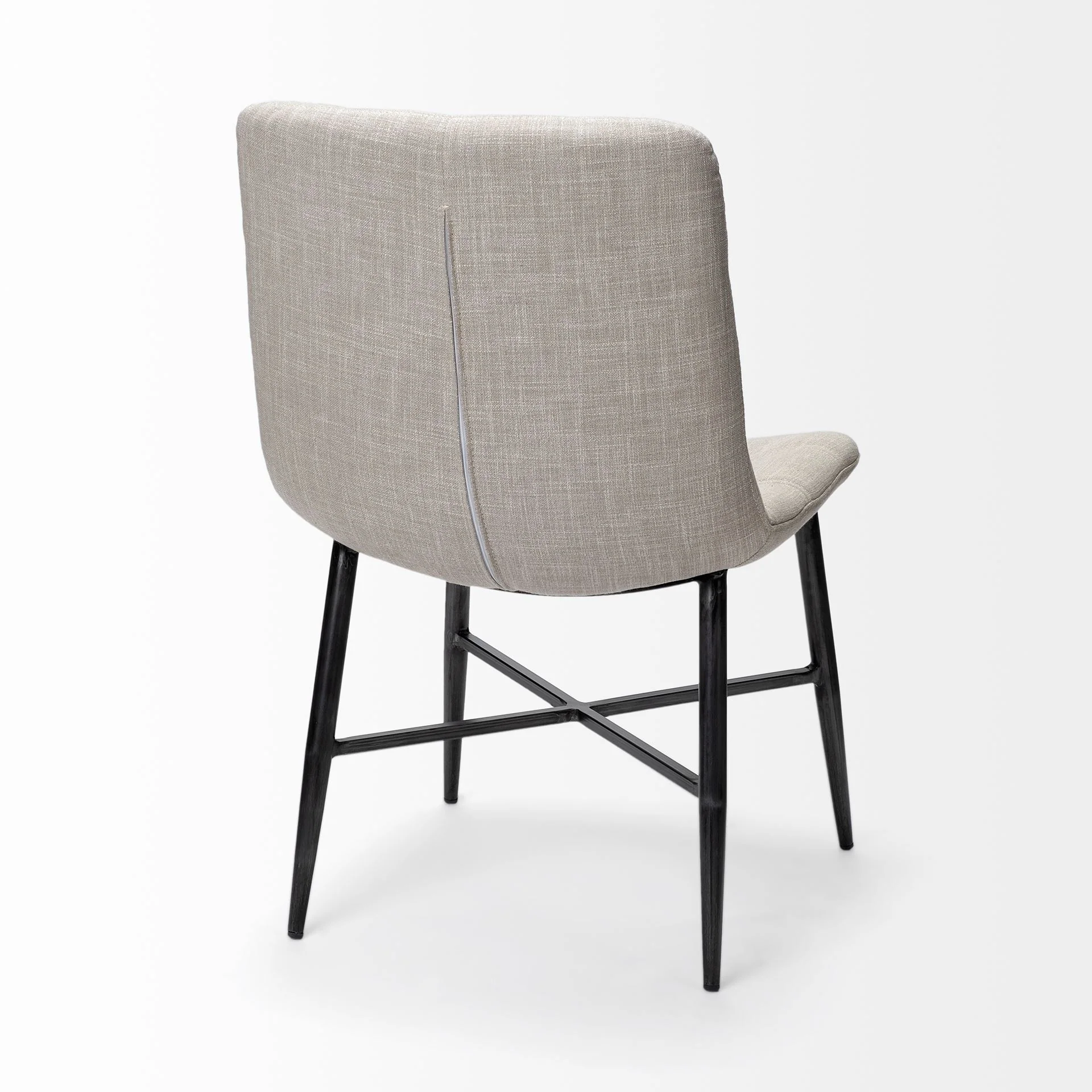 Cream Fabric Wrap With Black Metal Frame Dining Chair By Homeroots - Image 6