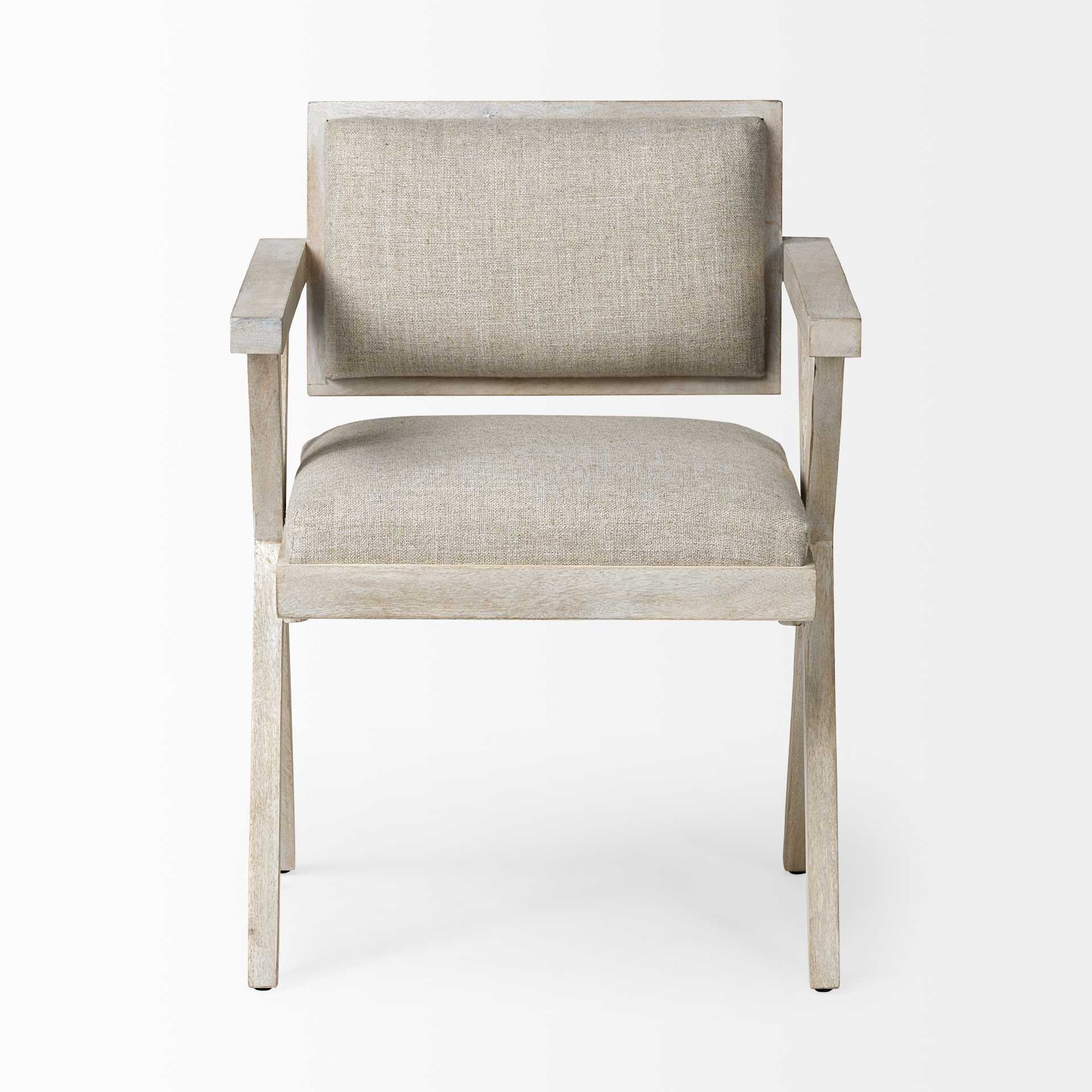 Cream Fabric Wrap With Blonde Wooden Frame Dining Chair By Homeroots - Image 2