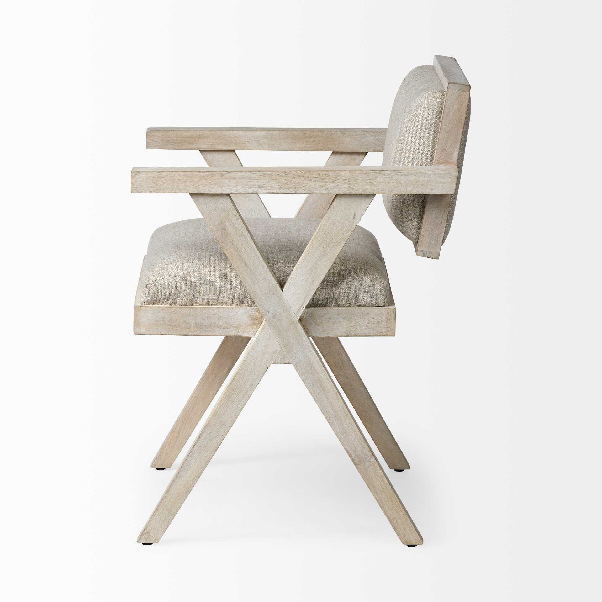 Cream Fabric Wrap With Blonde Wooden Frame Dining Chair By Homeroots - Image 3