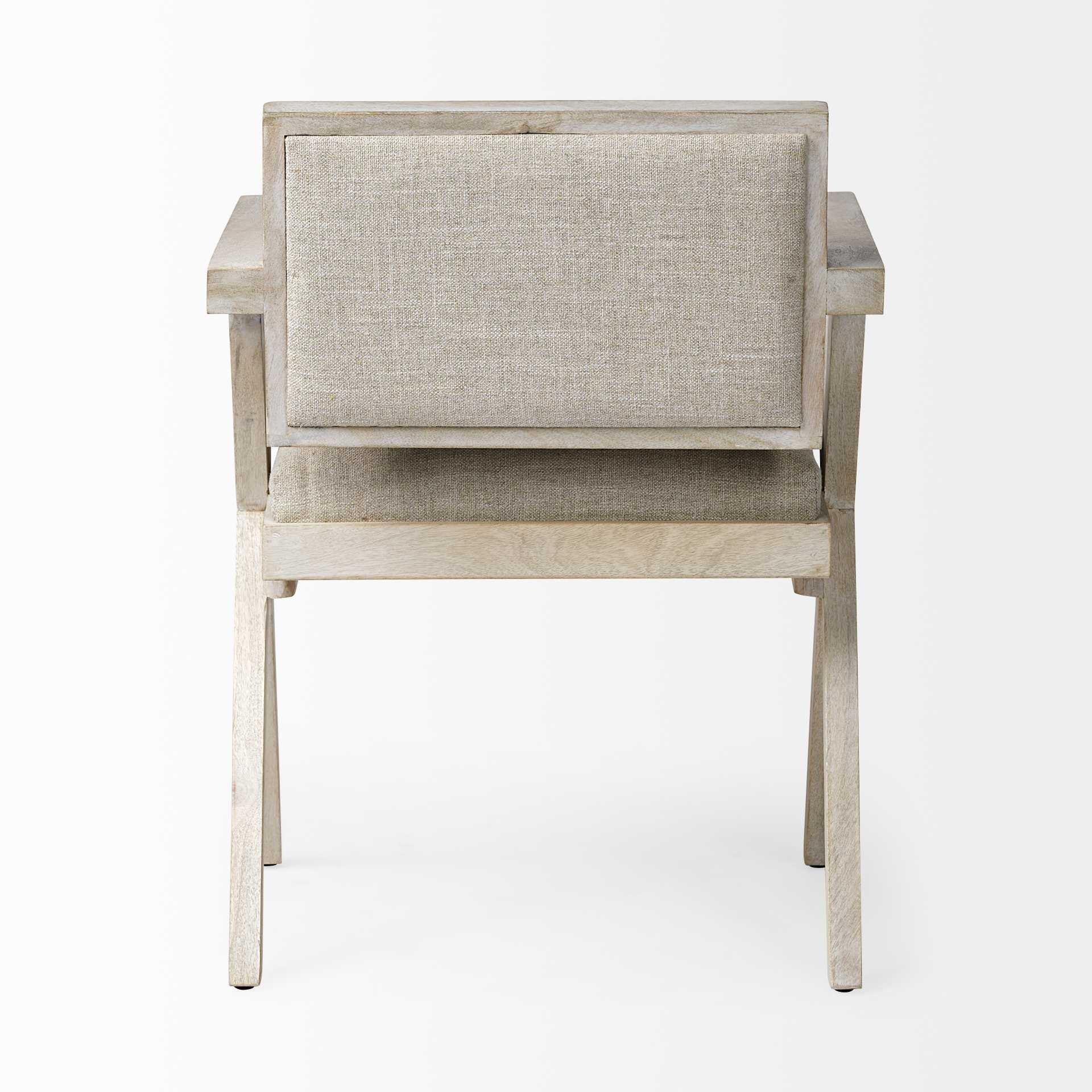 Cream Fabric Wrap With Blonde Wooden Frame Dining Chair By Homeroots - Image 4
