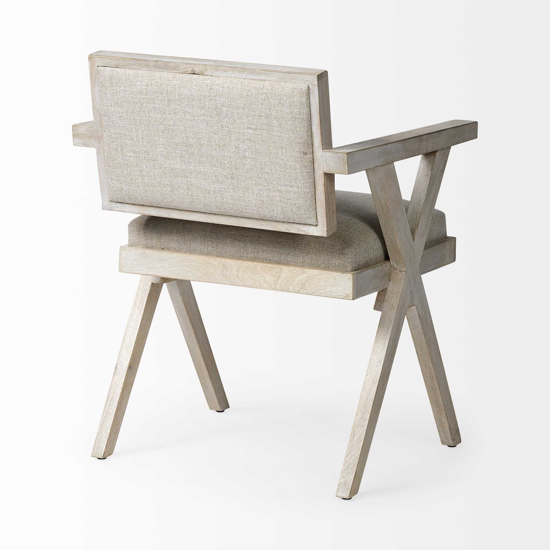 Cream Fabric Wrap With Blonde Wooden Frame Dining Chair By Homeroots - Image 5