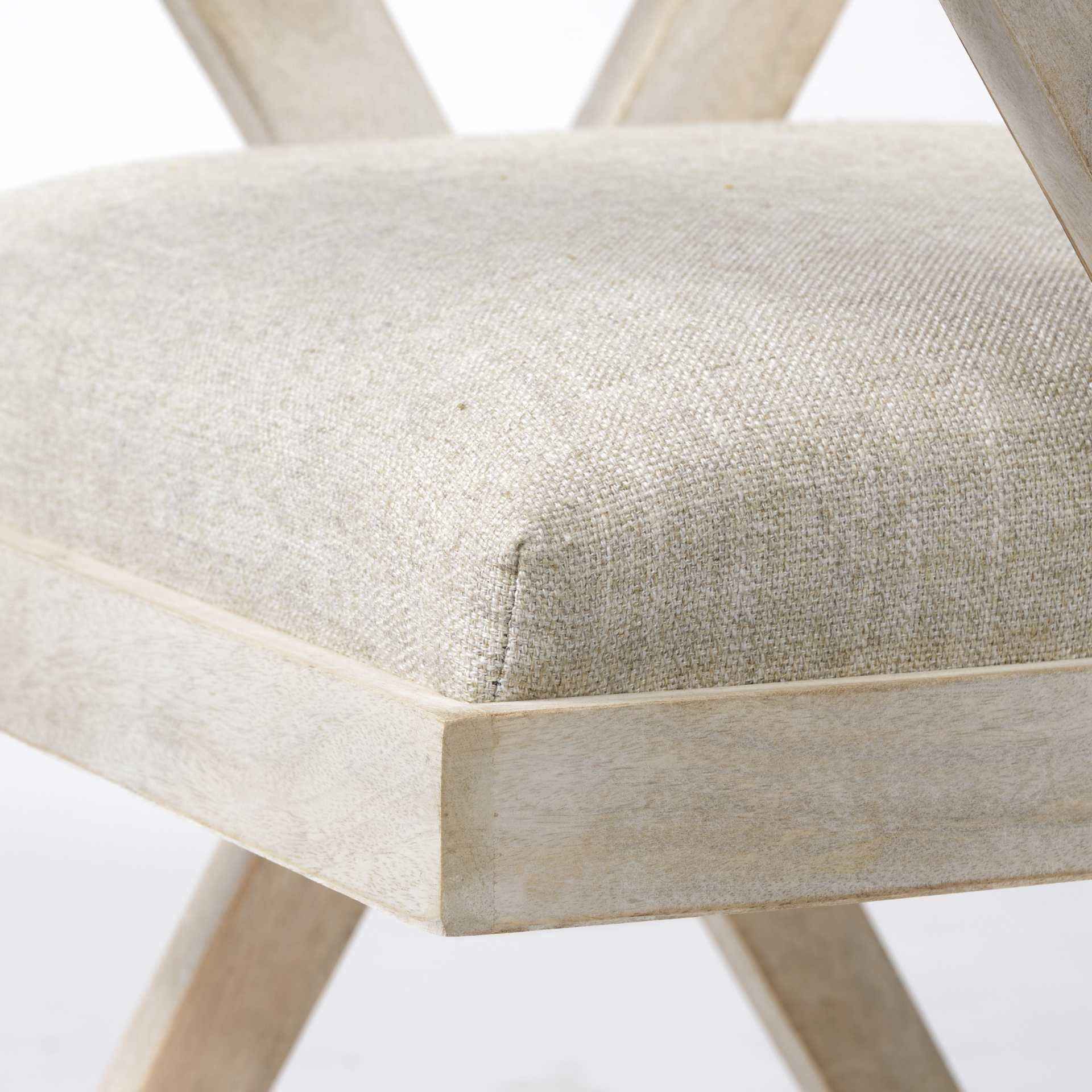 Cream Fabric Wrap With Blonde Wooden Frame Dining Chair By Homeroots - Image 6