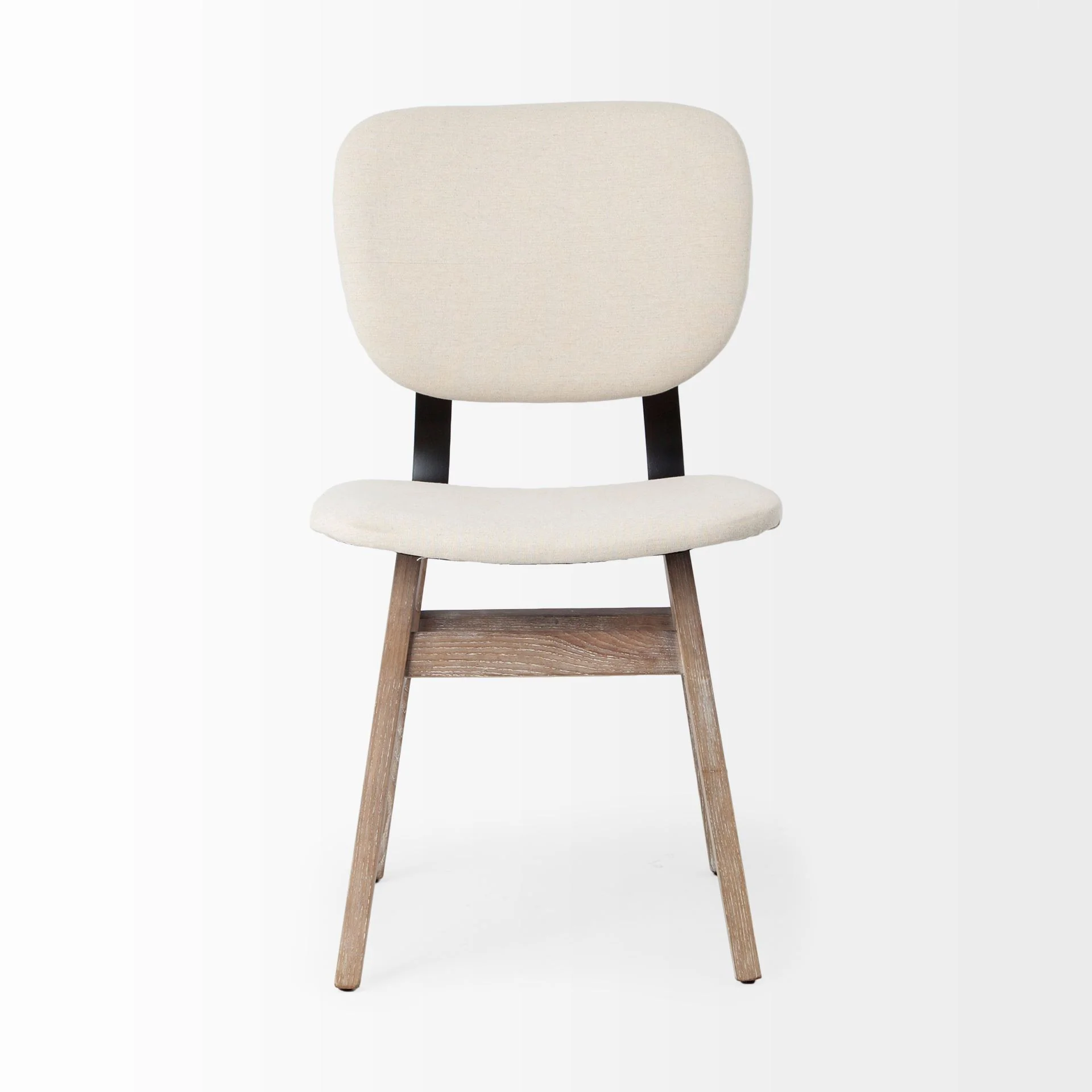 Cream Fabric Wrap With Brown Solid Wood Base Dining Chair By Homeroots - Image 2