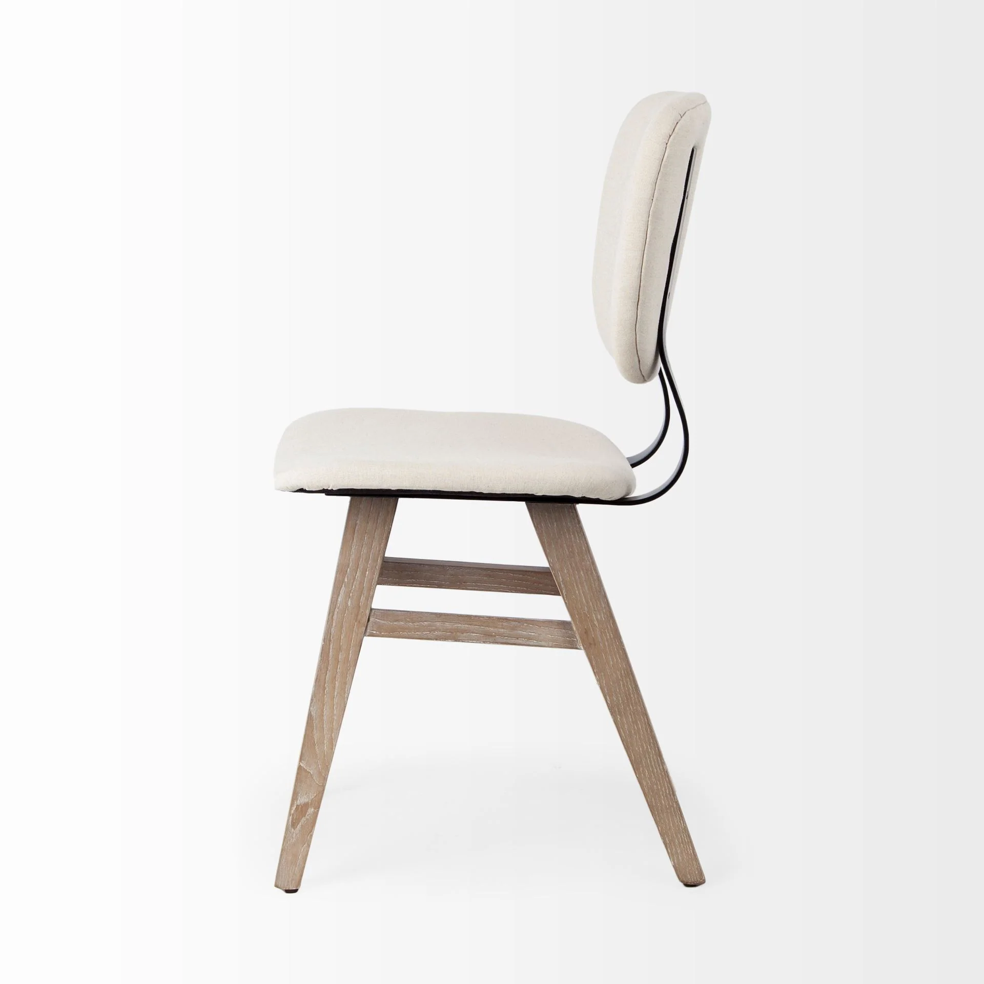 Cream Fabric Wrap With Brown Solid Wood Base Dining Chair By Homeroots - Image 3