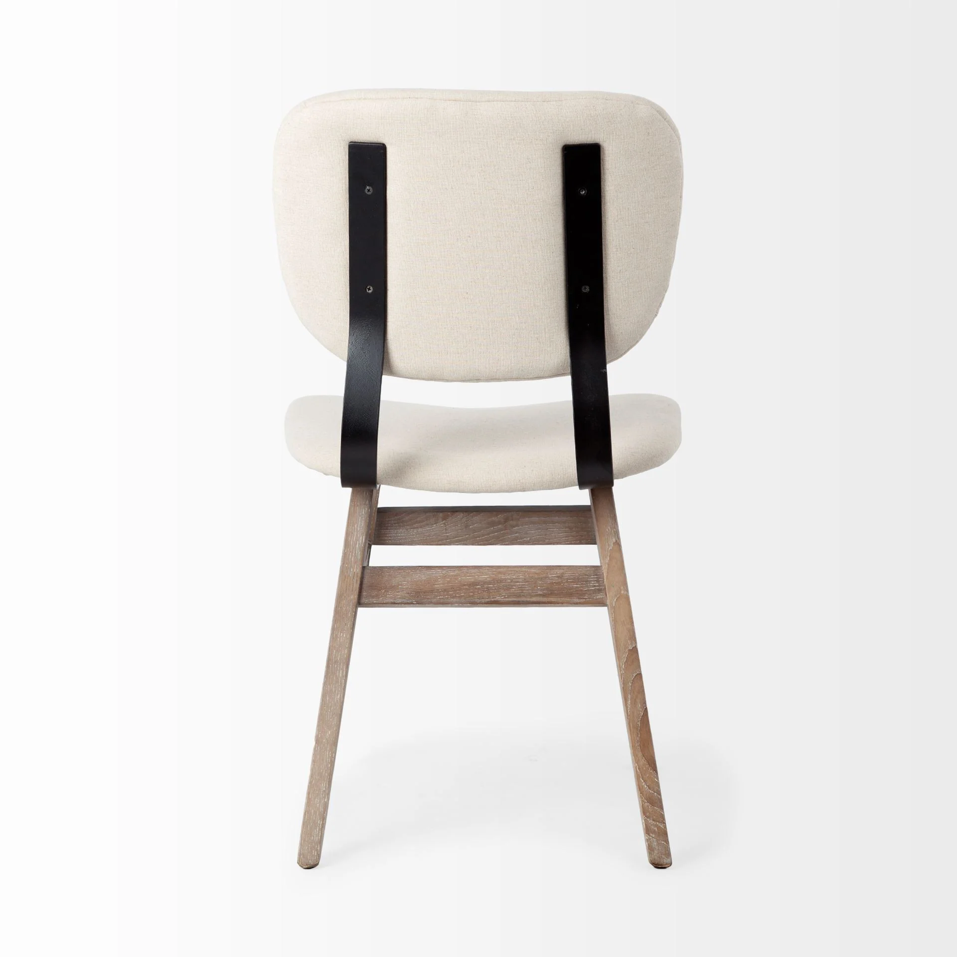 Cream Fabric Wrap With Brown Solid Wood Base Dining Chair By Homeroots - Image 4