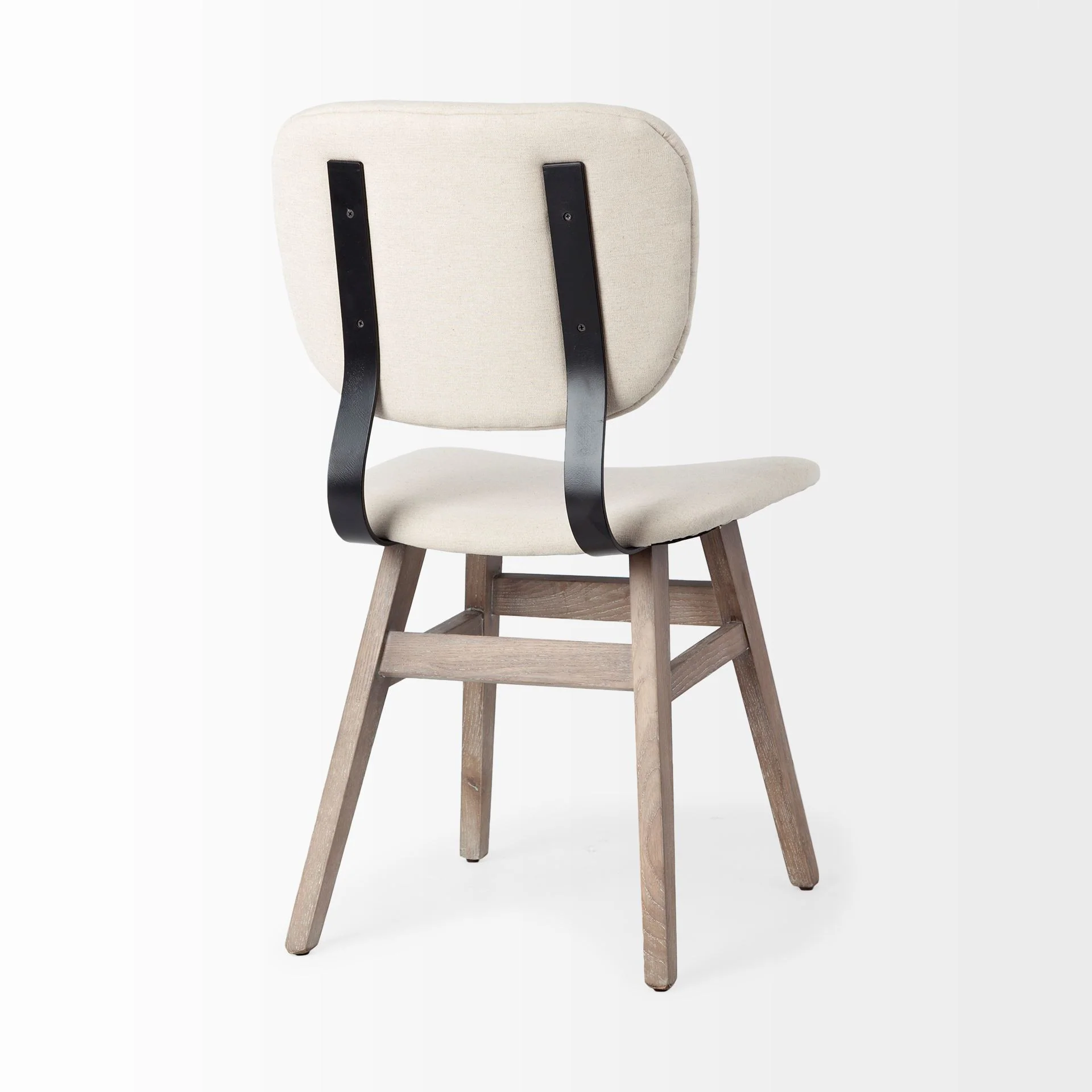 Cream Fabric Wrap With Brown Solid Wood Base Dining Chair By Homeroots - Image 5