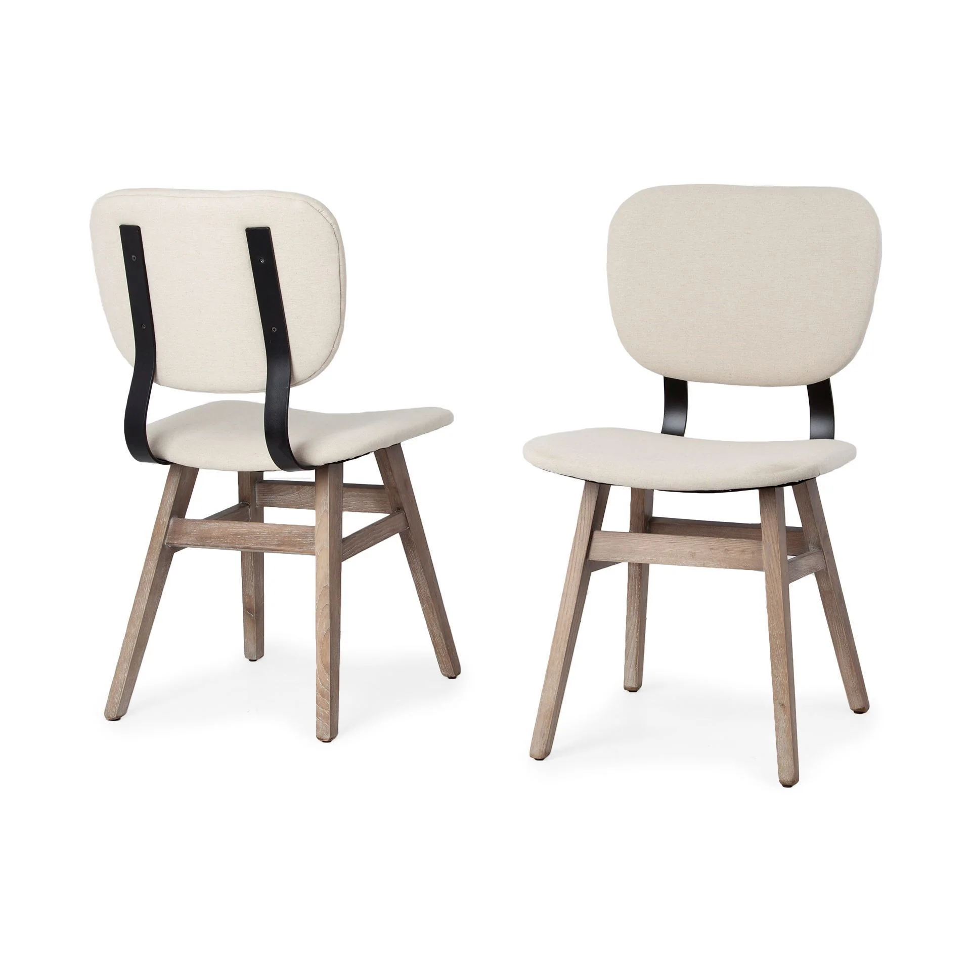 Cream Fabric Wrap With Brown Solid Wood Base Dining Chair By Homeroots - Image 7