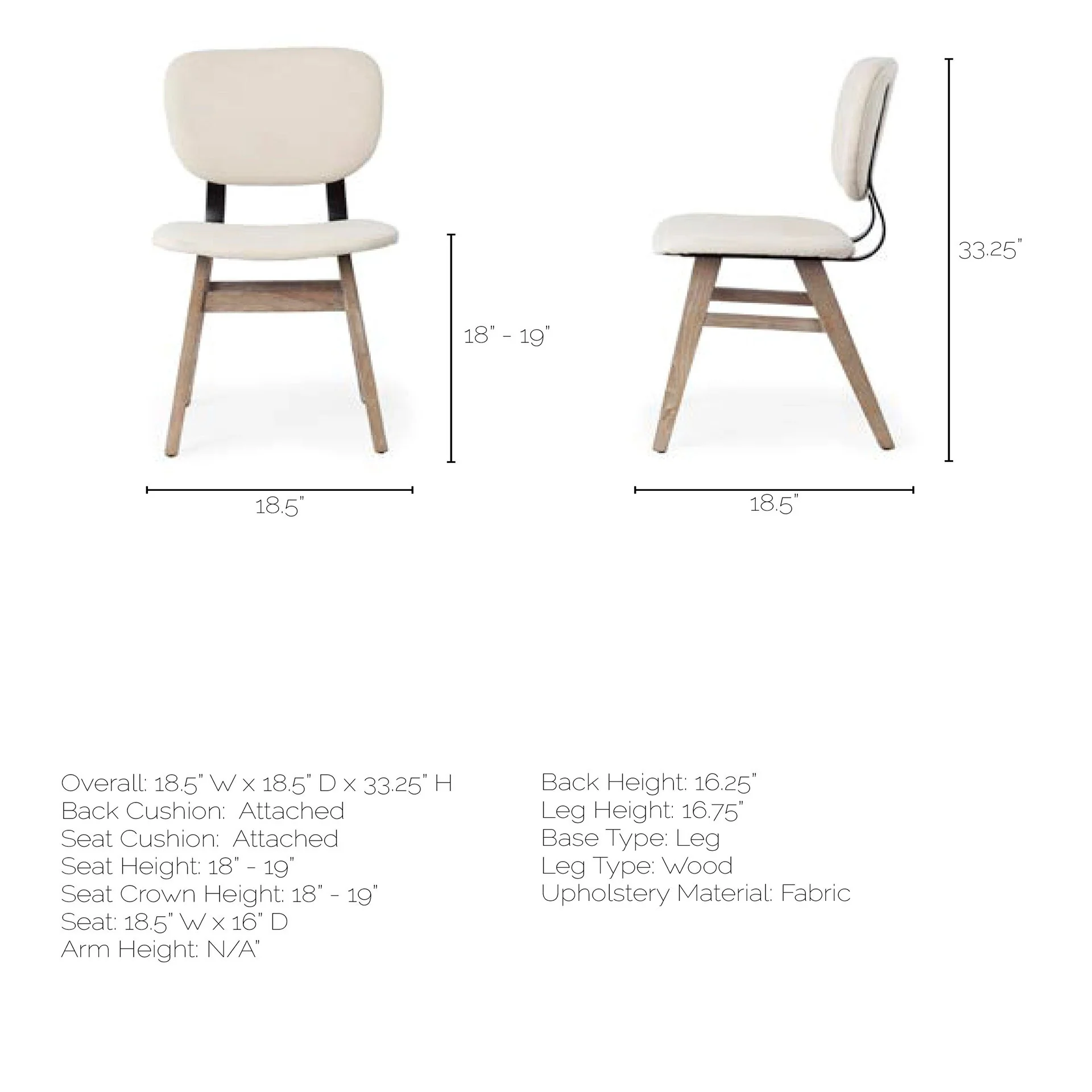 Cream Fabric Wrap With Brown Solid Wood Base Dining Chair By Homeroots - Image 8